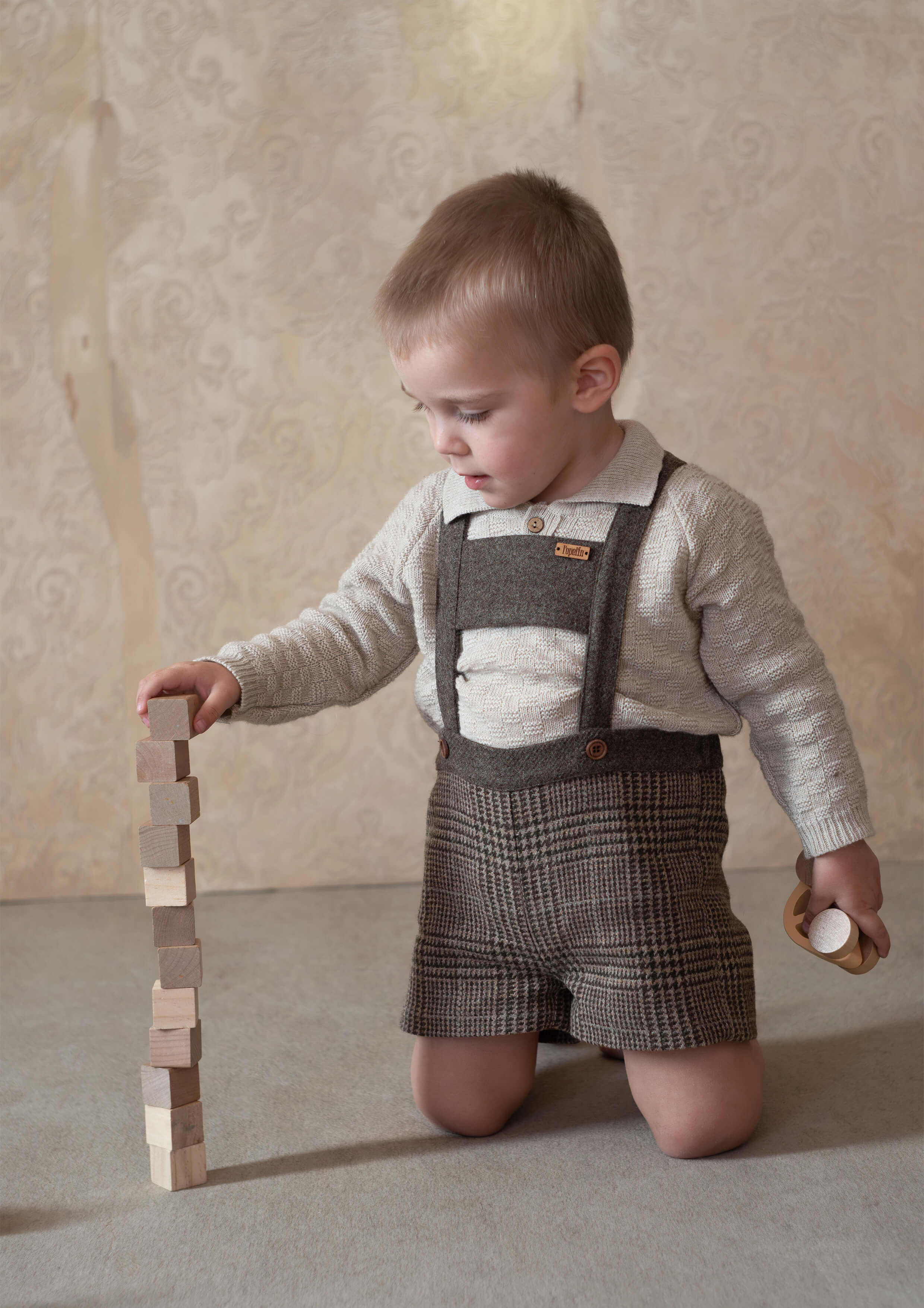 Mod.6.2 Brown plaid woollen short romper suit | AW24.25 Mod
