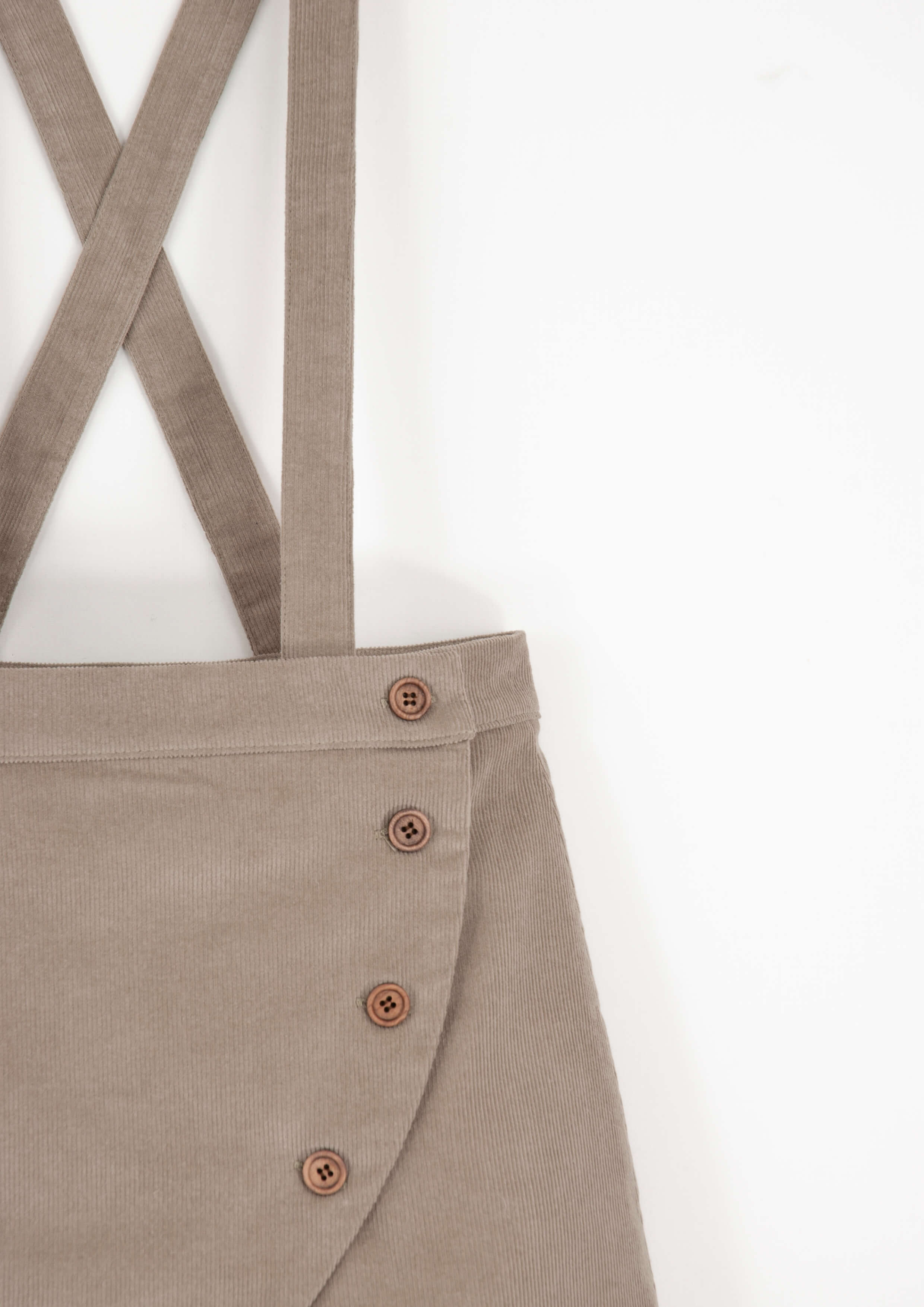 Mod.25.4 Taupe corduroy crossover short skirt with straps