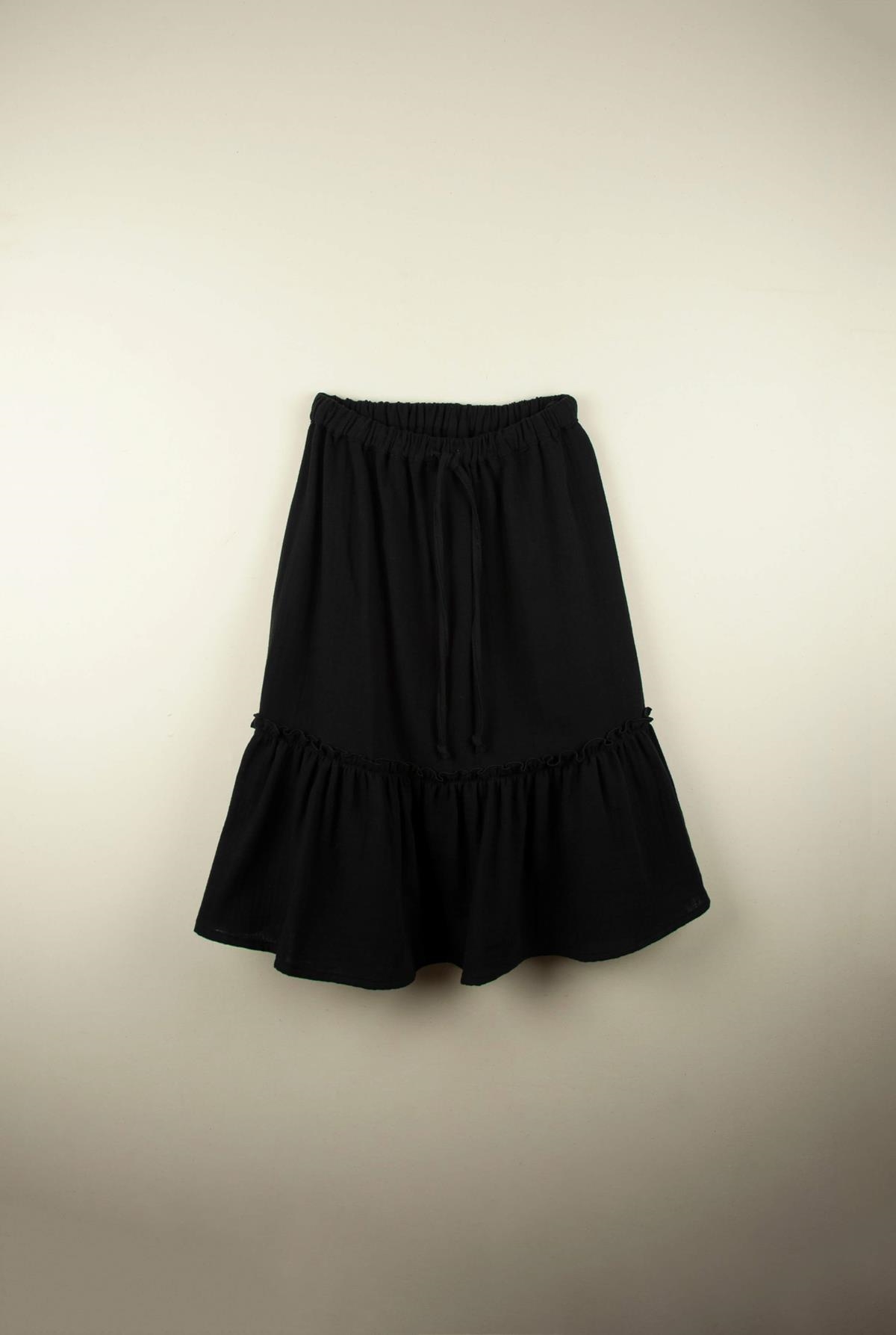 Mod.19.4 Black midi-length skirt with frill | AW21.22 Mod.19.4 Black midi-length skirt with frill | 1