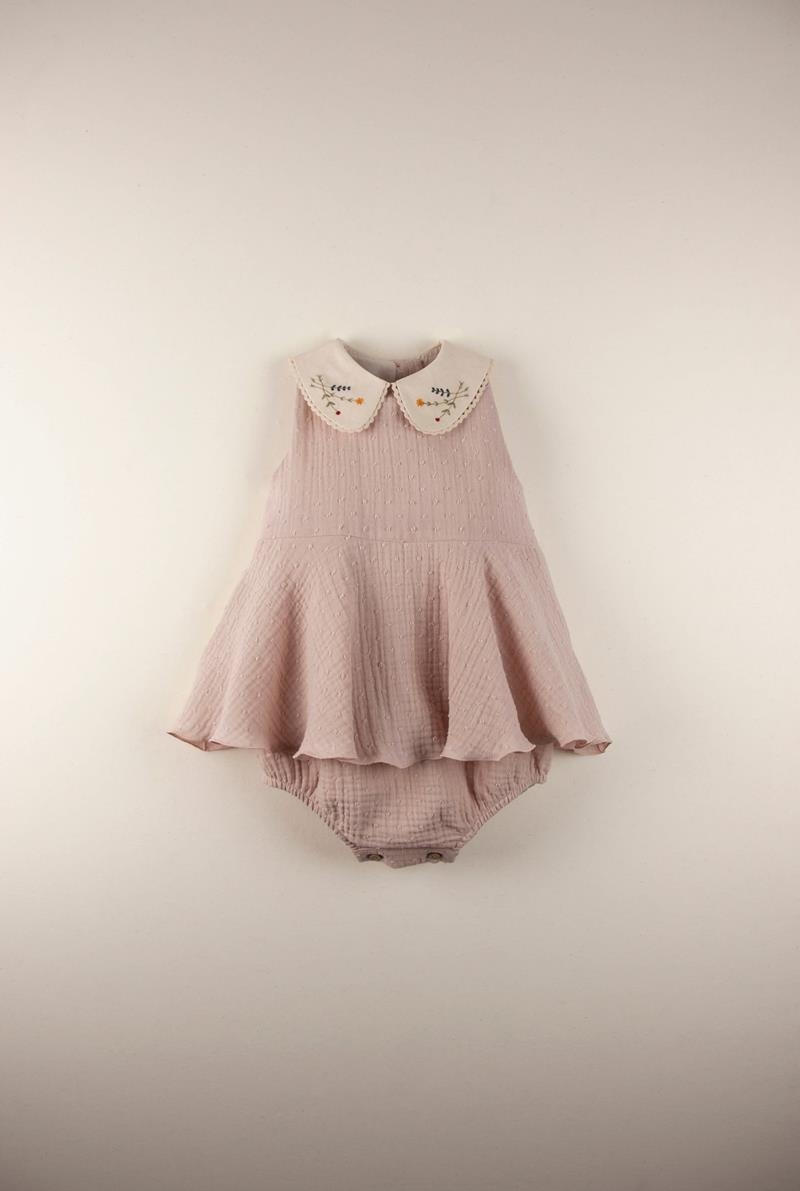 Mod.7.2 Pink romper suit with embroidered collar | SS22 Mod.7.2 Pink romper suit with embroidered collar | 1