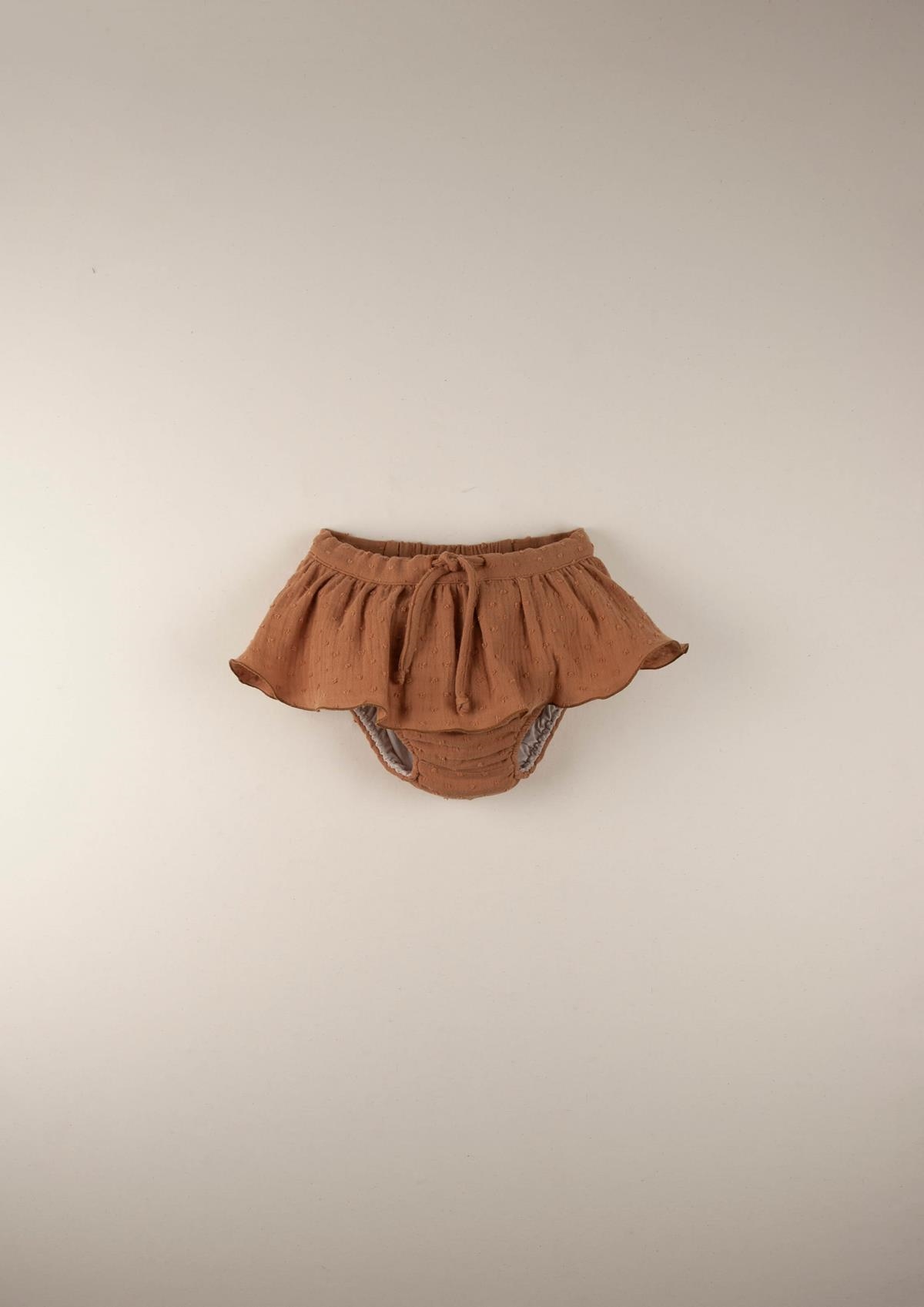 Mod.11.3 Terracotta organic culotte with frill | SS22 Mod.11.3 Terracotta organic culotte with frill | 1