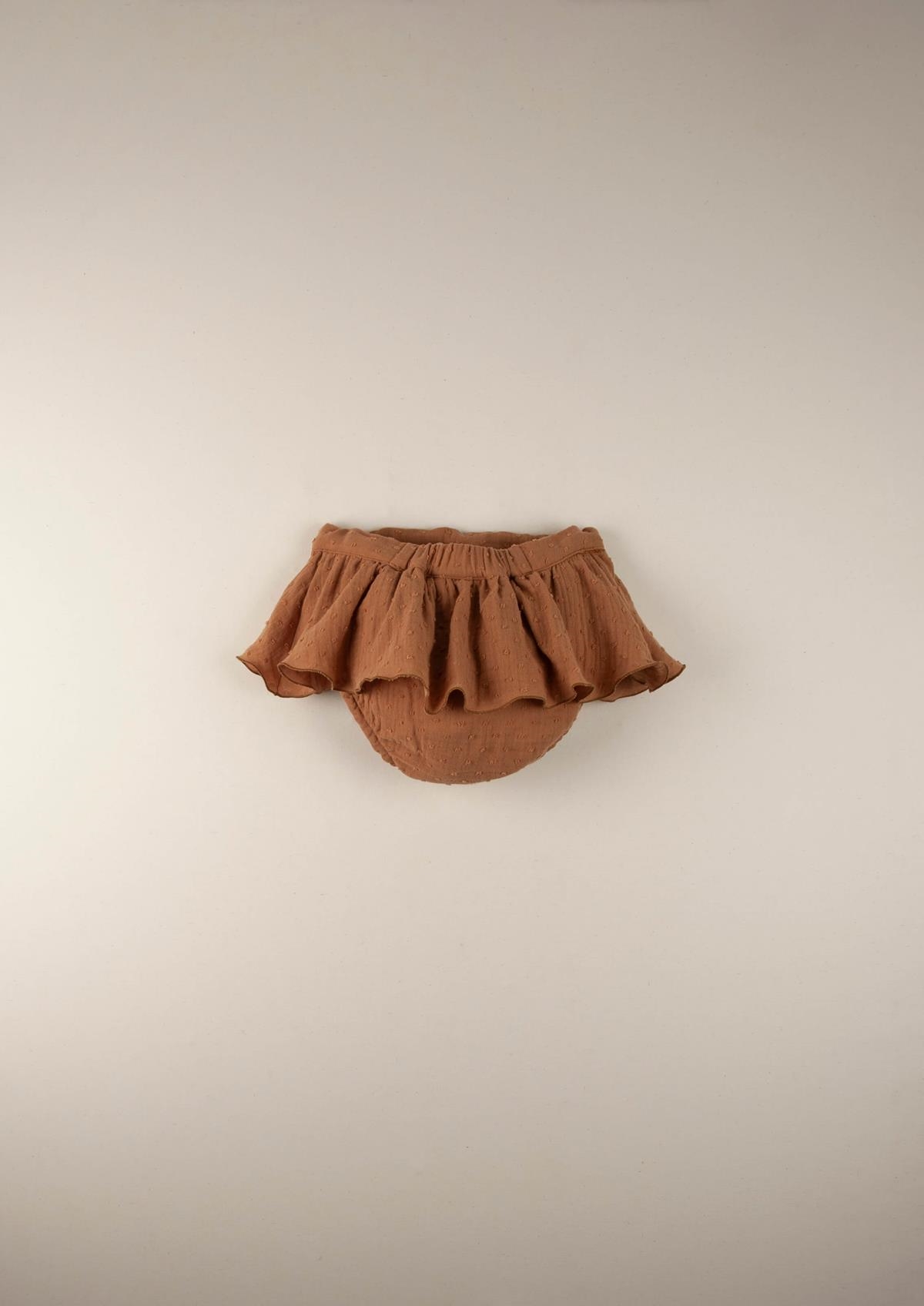 Mod.11.3 Terracotta organic culotte with frill | SS22 Mod.11.3 Terracotta organic culotte with frill | 1