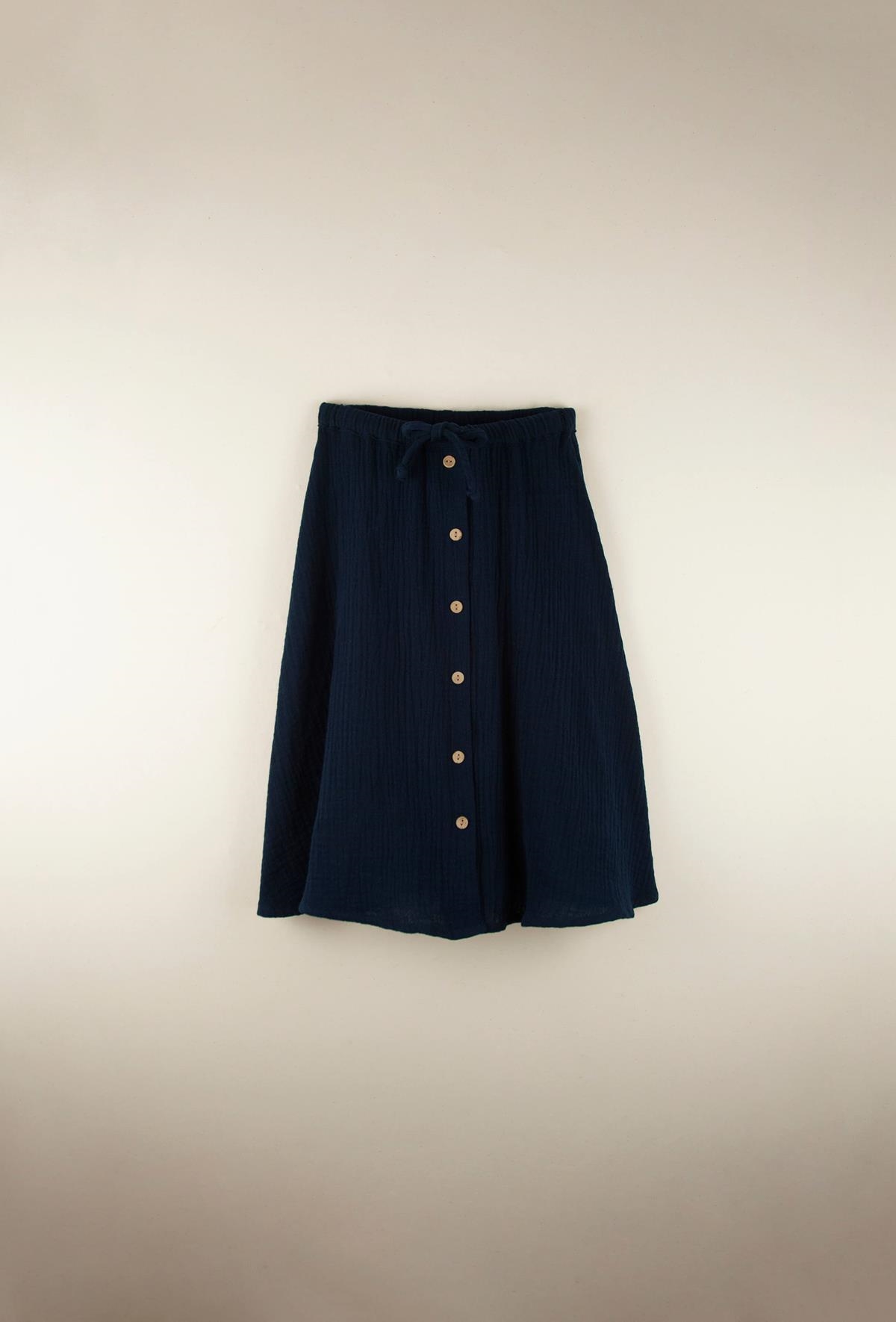Mod.15.1 Navy blue organic midi-length skirt | SS22 Mod.15.1 Navy blue organic midi-length skirt | 1