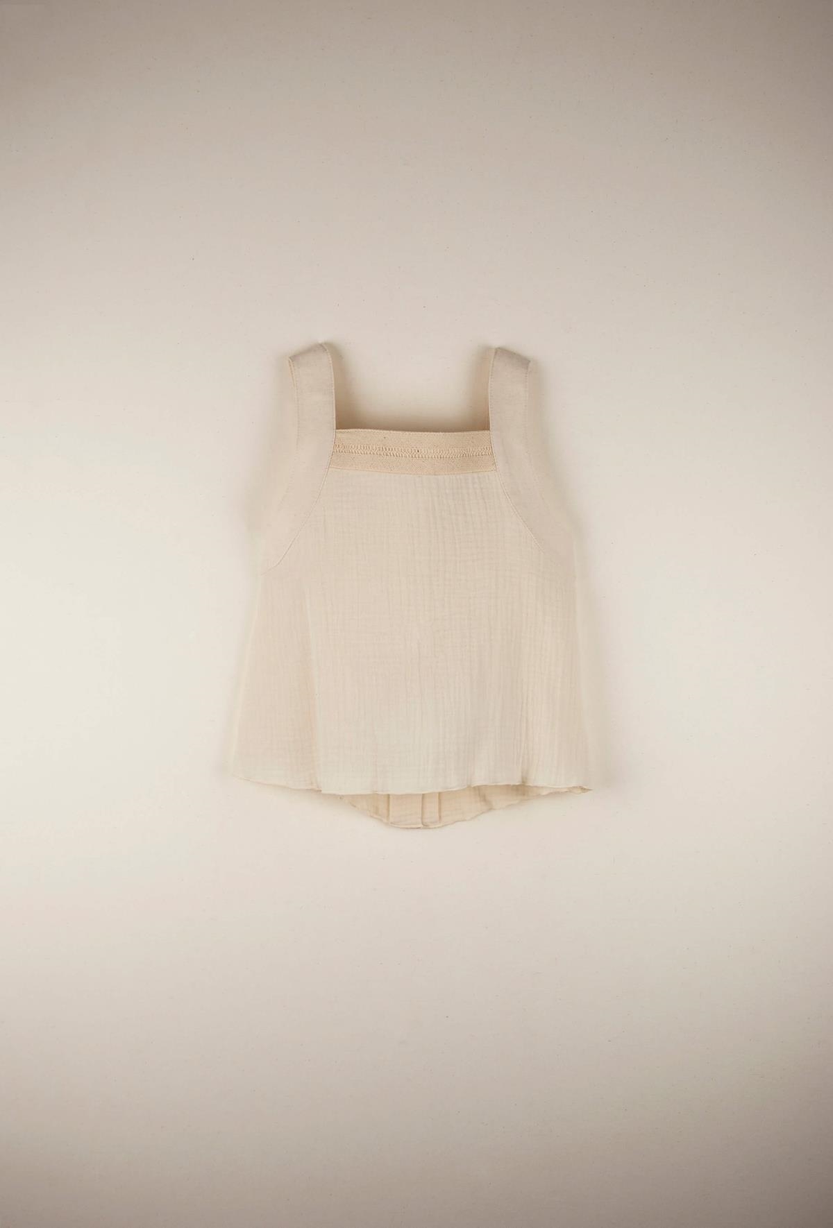 Mod.19.1 Off white organic blouse with straps | SS22 Mod.19.1 Off white organic blouse with straps | 1