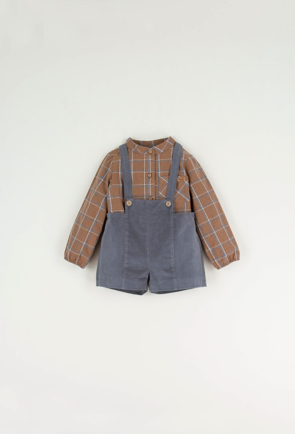 Mod.6.2 Grey dungarees with crossover straps | AW22.23 Mod.6.2 Grey dungarees with crossover straps