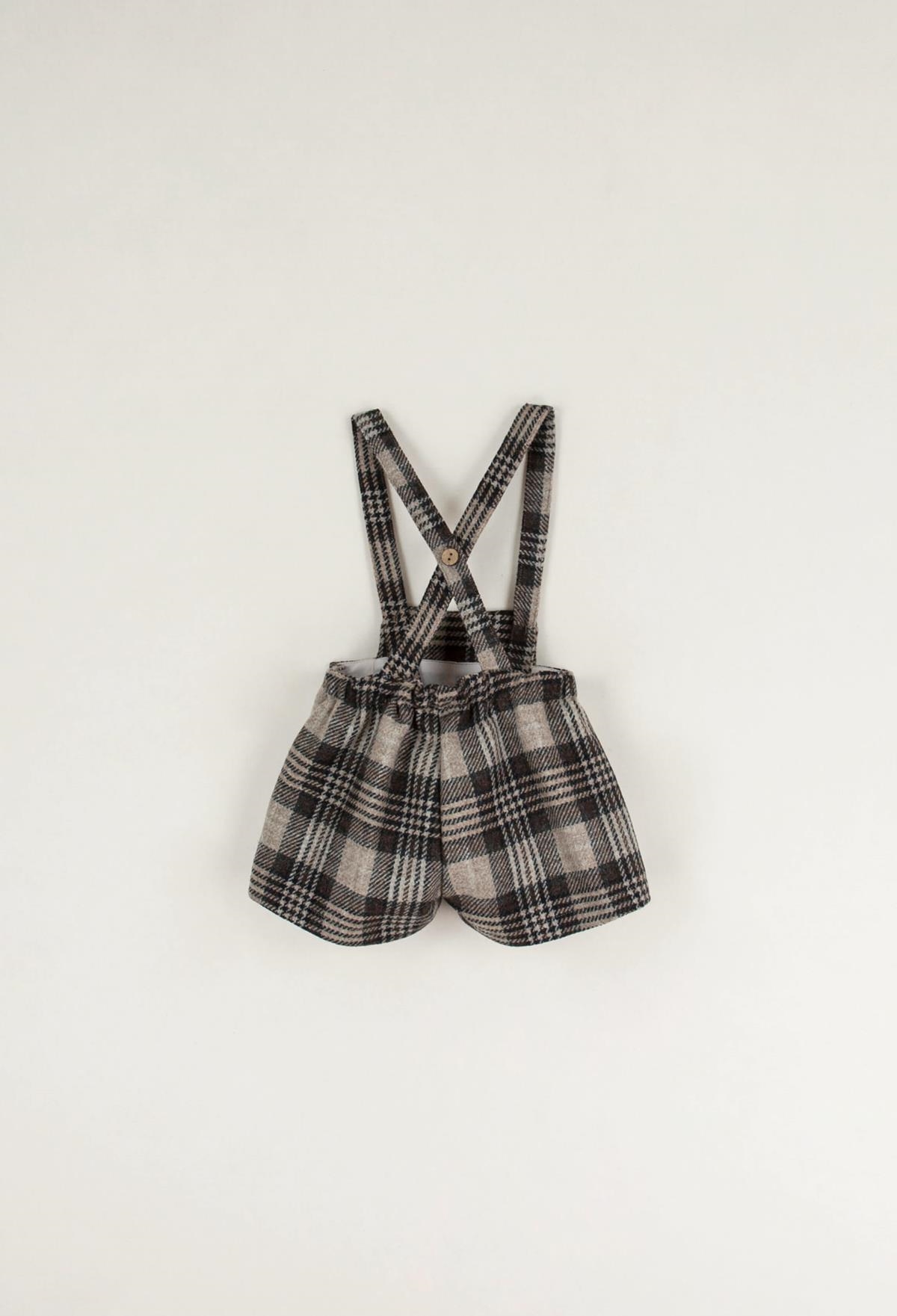 Mod.6.4 Brown plaid dungarees with crossover straps | AW22.23 Mod.6.4 Brown plaid dungarees with crossover straps