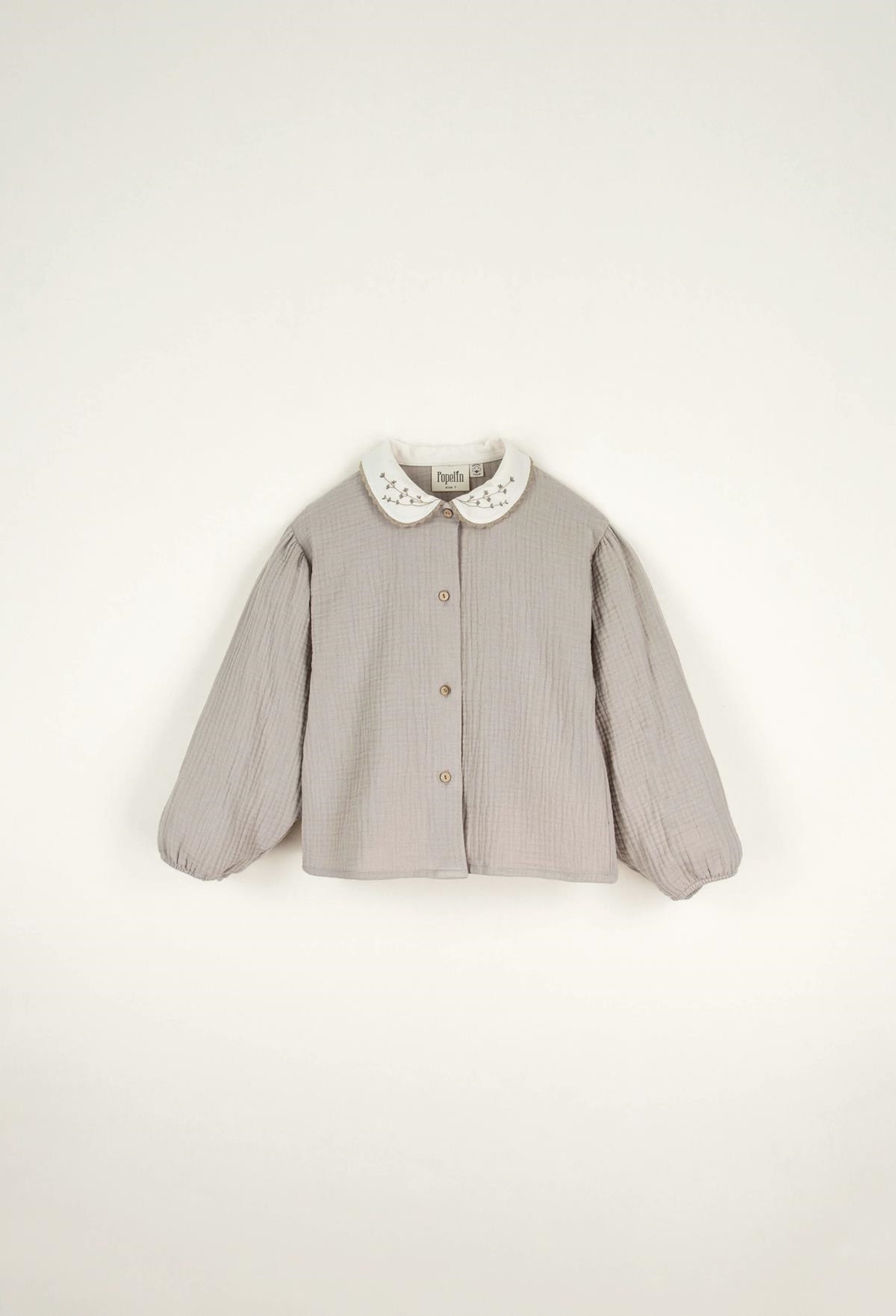 Mod.13.3 Taupe blouse with embroidered collar | AW22.23 Mod.13.3 Taupe blouse with embroidered collar