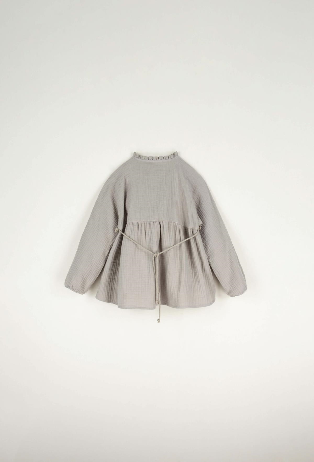 Mod.14.1 Taupe blouse with yoke and Swiss embroidery | AW22.23 Mod.14.1 Taupe blouse with yoke and Swiss embroidery