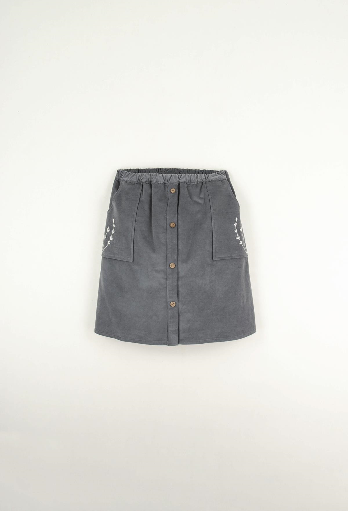Mod.19.2 Grey skirt with embroidered pocket | AW22.23 Mod.19.2 Grey skirt with embroidered pocket