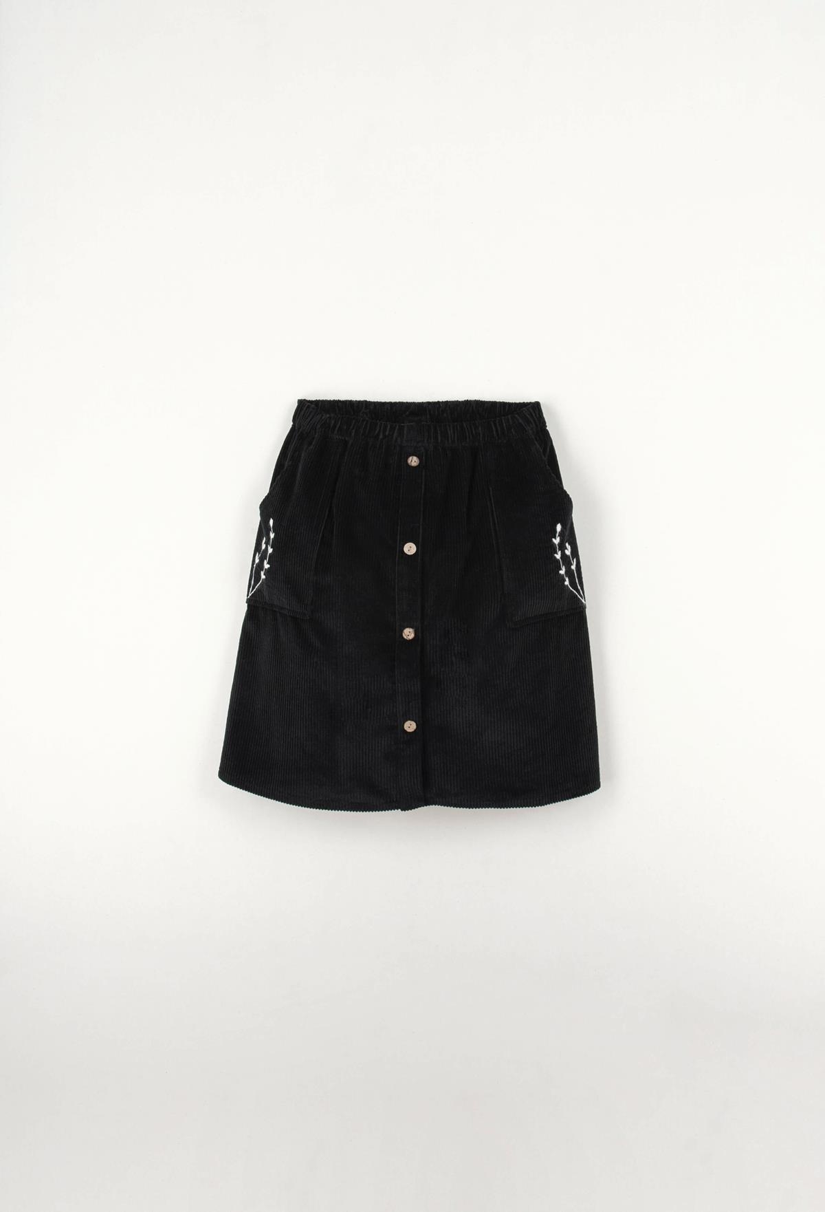 Mod.19.4 Black skirt with embroidered pocket | AW22.23 Mod.19.4 Black skirt with embroidered pocket