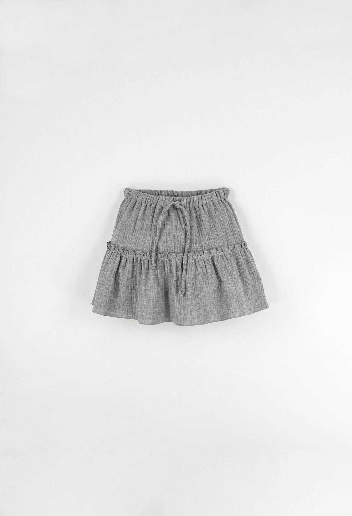 Mod.20.2 Light grey skirt with frill in organic fabric | AW22.23 Mod.20.2 Light grey skirt with frill in organic fabric