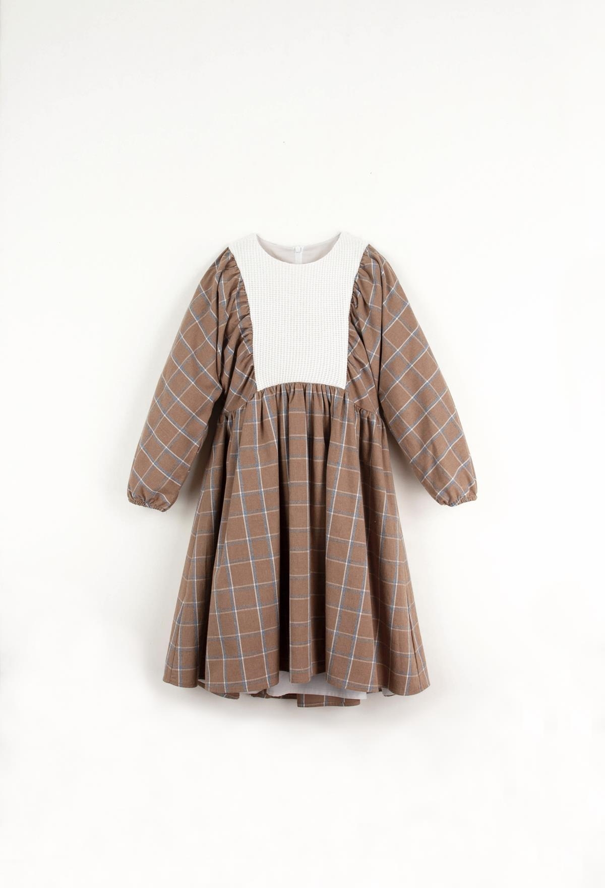 Mod.30.4 Terracotta plaid dress with yoke | AW22.23 Mod.30.4 Terracotta plaid dress with yoke