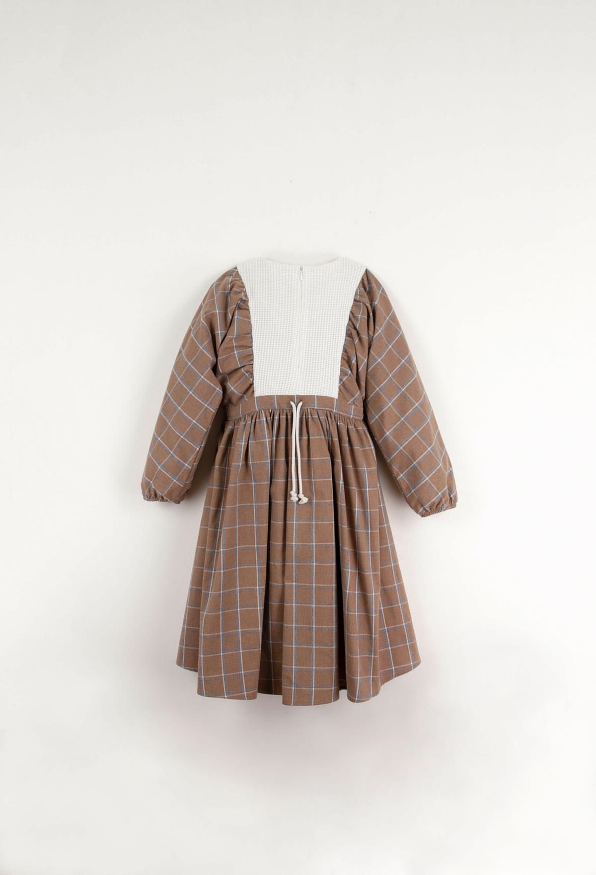 Mod.30.4 Terracotta plaid dress with yoke | AW22.23 Mod.30.4 Terracotta plaid dress with yoke