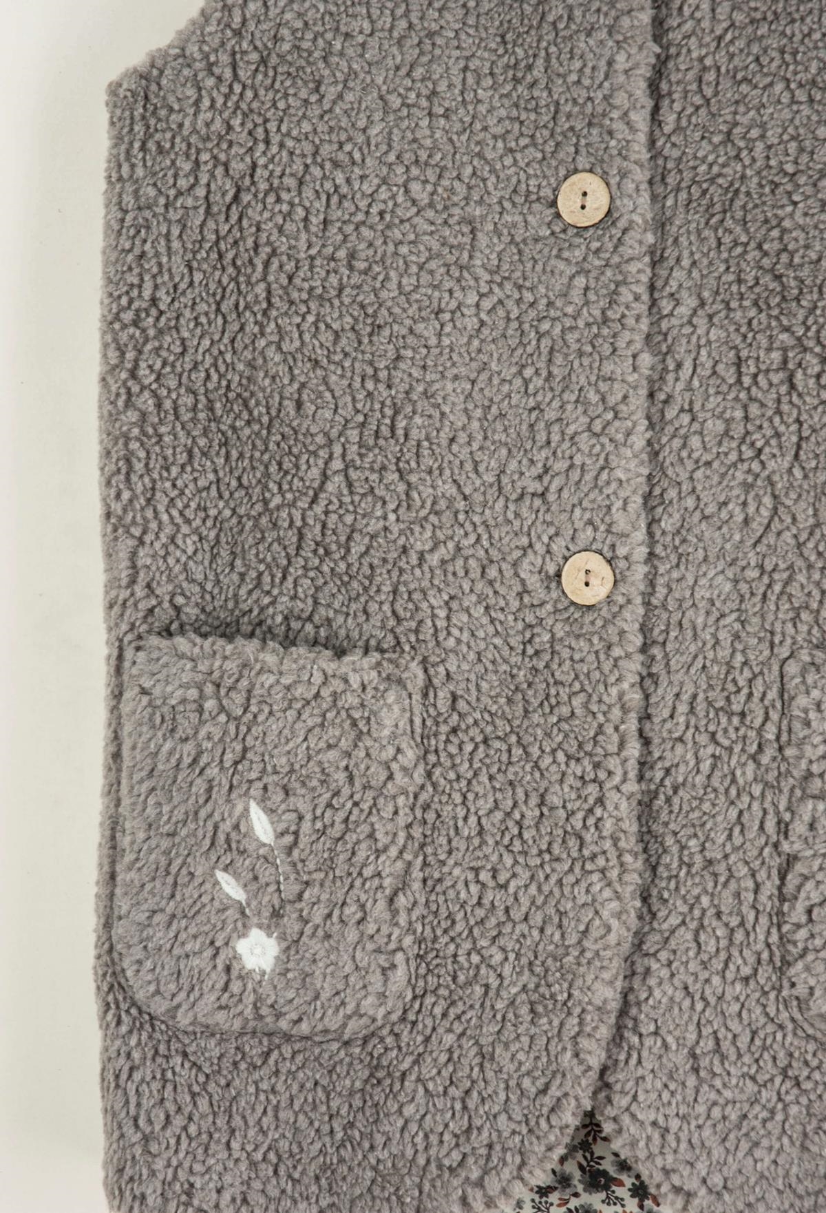 Mod.37.1 Taupe long fleece embroidered waistcoat | AW22.23 Mod.37.1 Taupe long fleece embroidered waistcoat