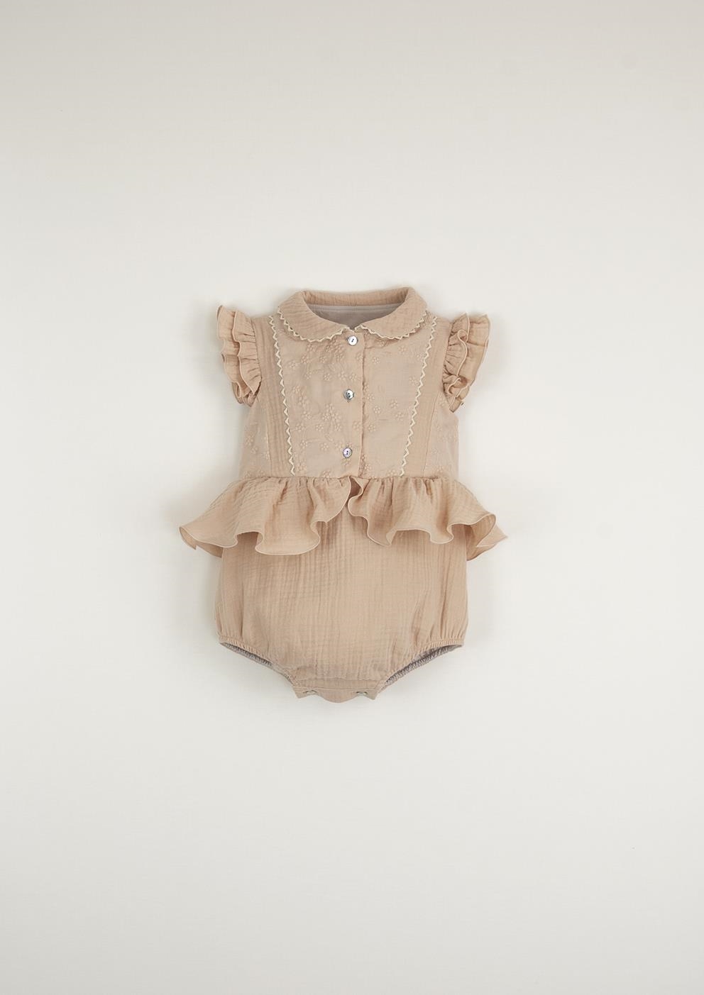 Mod.8.1 Organic pink romper suit with collar | SS23 Mod.8.1 Organic pink romper suit with collar