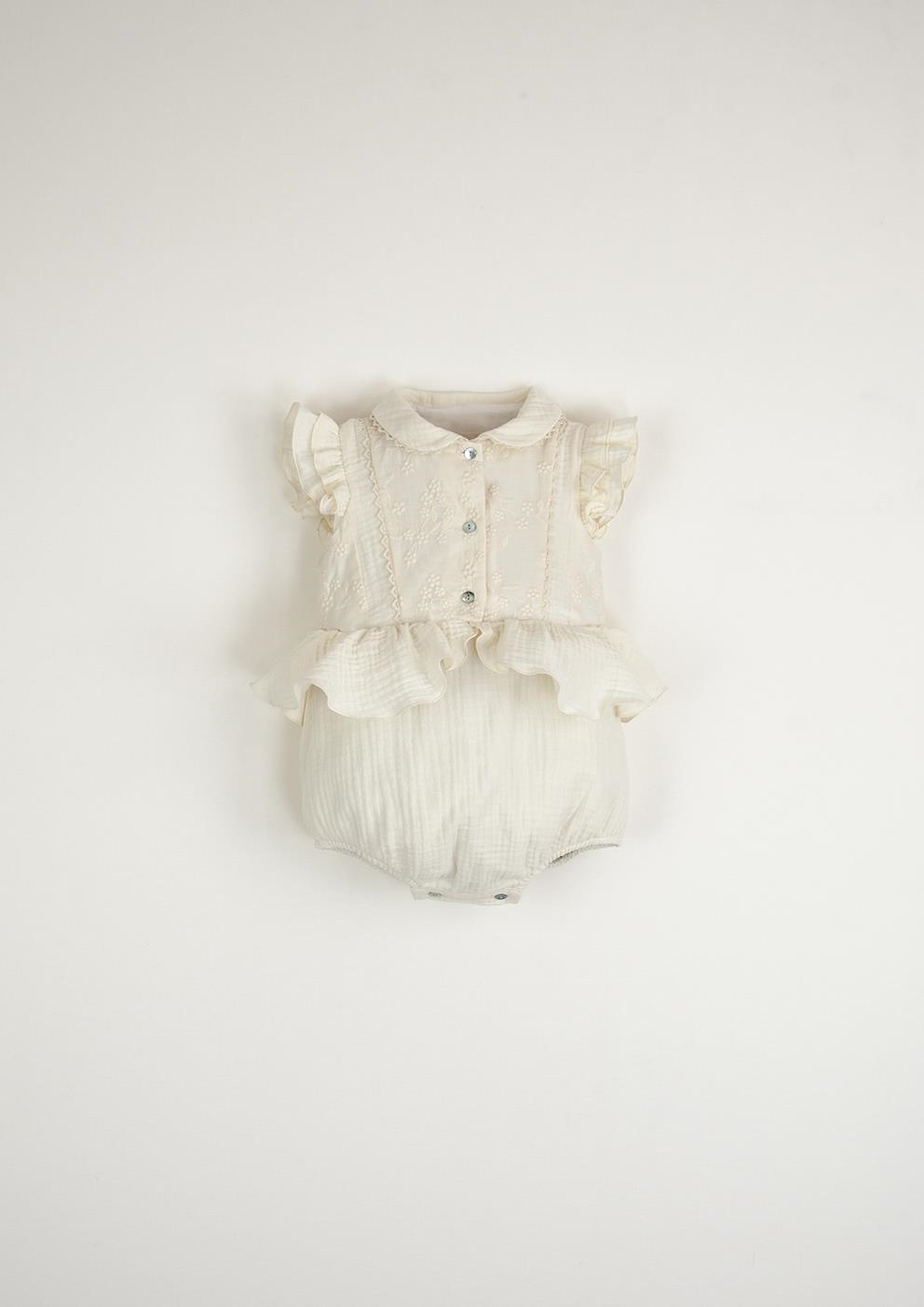 Mod.8.3 Organic off-white romper suit with collar | SS23 Mod.8.3 Organic off-white romper suit with collar