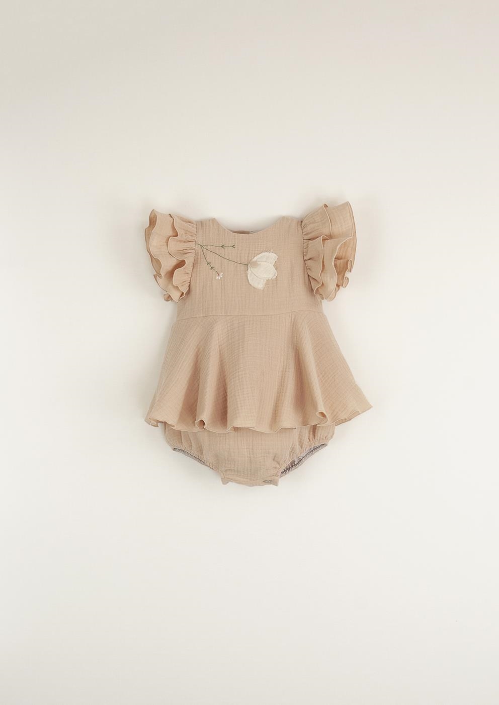 Mod.9.2 Organic pink romper suit with cape-style skirt | SS23 Mod.9.2 Organic pink romper suit with cape-style skirt