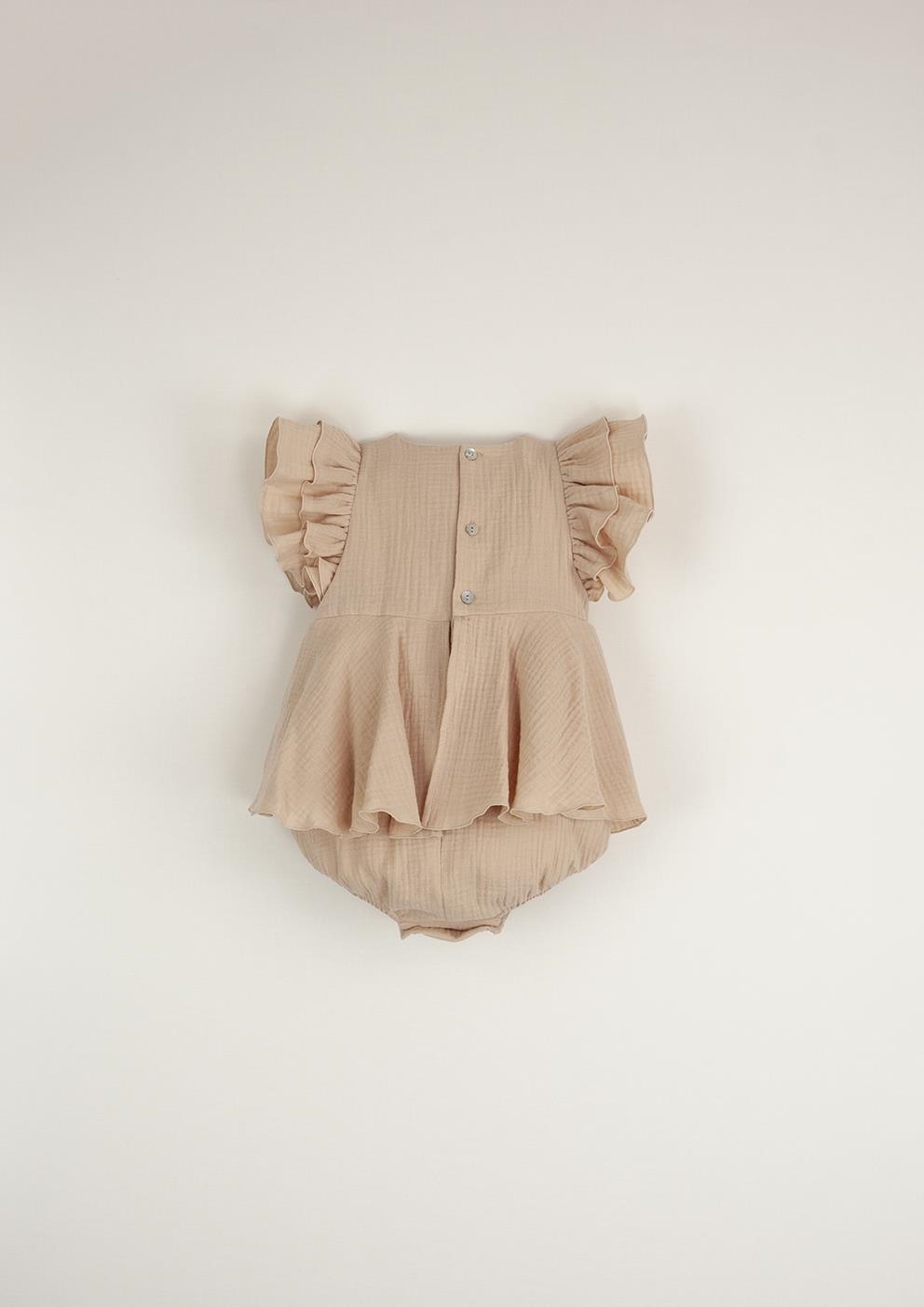 Mod.9.2 Organic pink romper suit with cape-style skirt | SS23 Mod.9.2 Organic pink romper suit with cape-style skirt