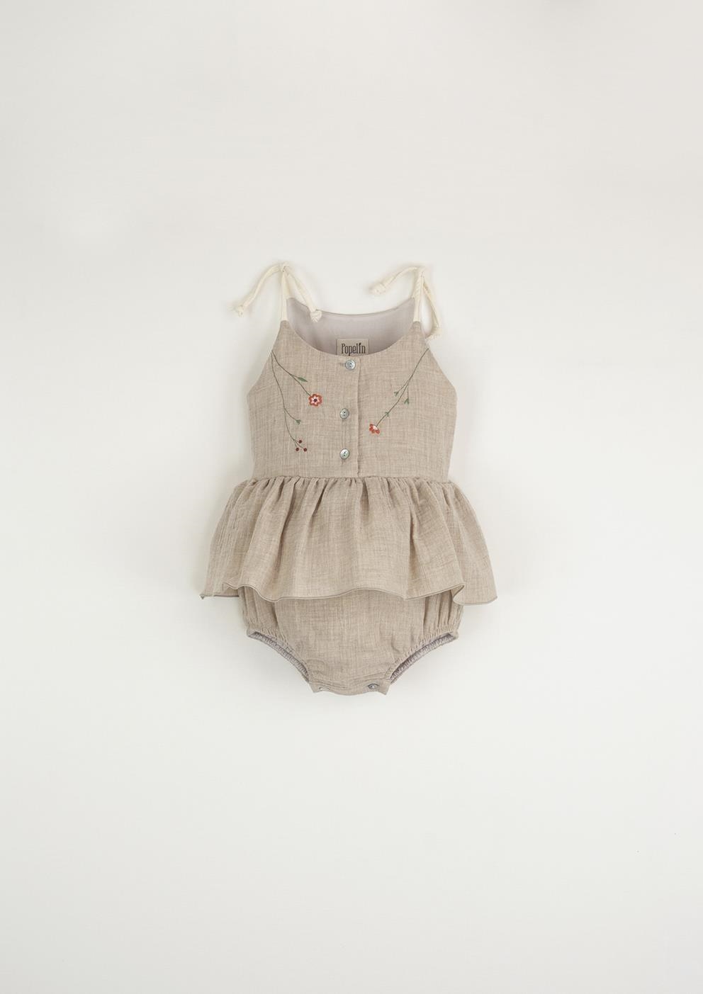 Mod.10.2 Sand organic romper suit with straps | SS23 Mod.10.2 Sand organic romper suit with straps