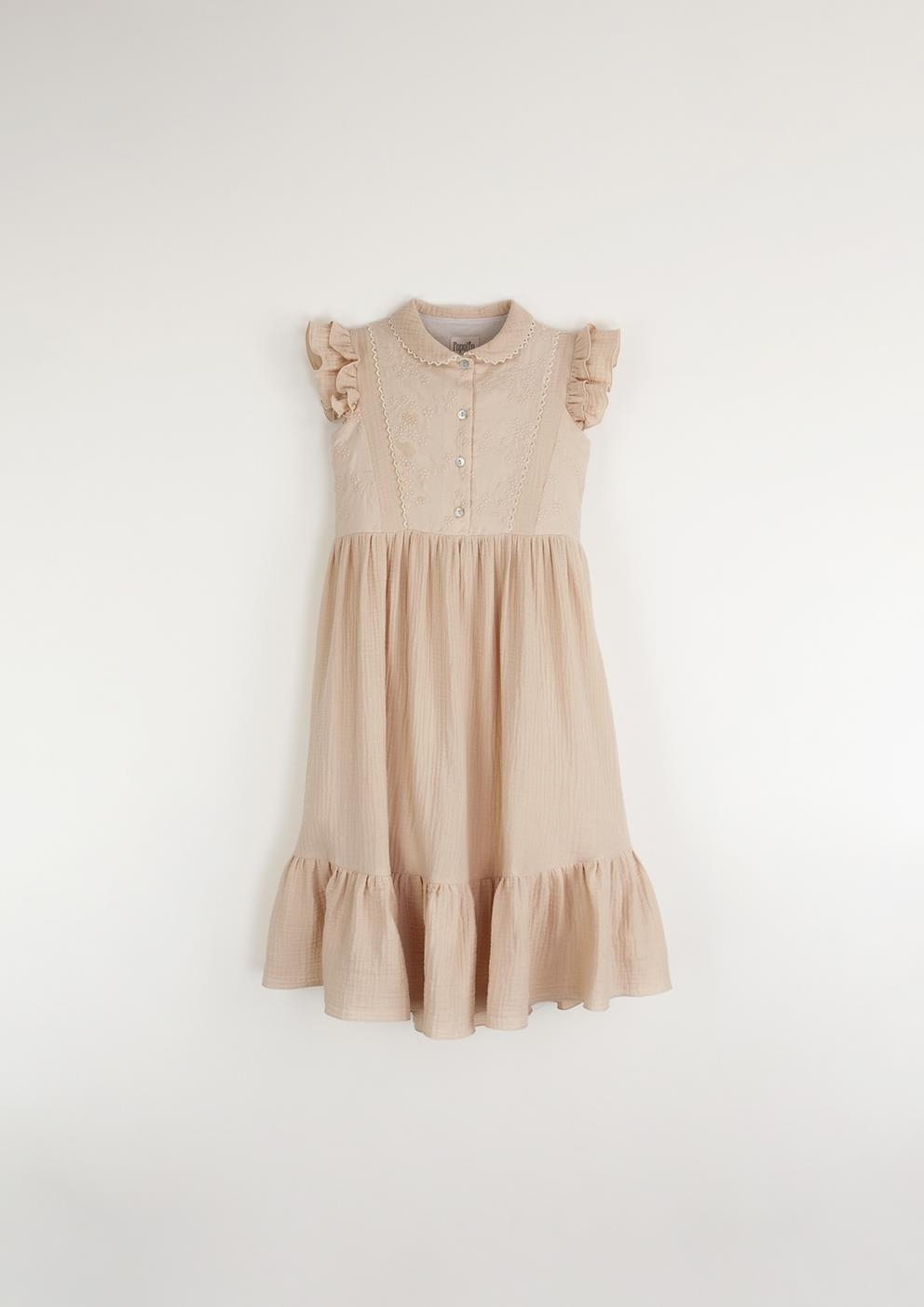 Mod.30.1 Organic pink dress with baby-style collar | SS23 Mod.30.1 Organic pink dress with baby-style collar