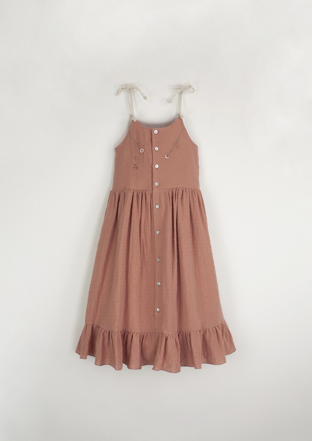 Mod.35.4 Coral organic dress with straps | SS23 Mod.35.4 Coral organic dress with straps