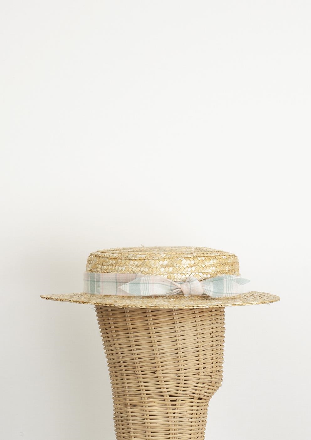 Mod.39.4 Pink plaid Natural straw hat | SS23 Mod.39.4 Pink plaid Natural straw hat