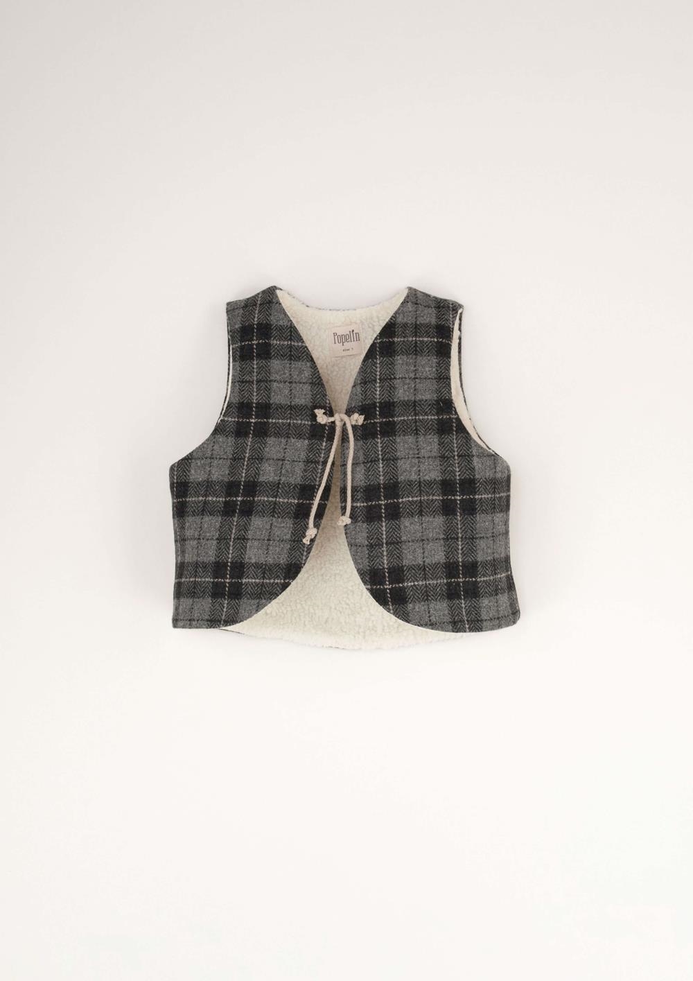 Mod.39.4 Grey check woollen mini waistcoat | AW23.24 Mod.39.4 Grey check woollen mini waistcoat