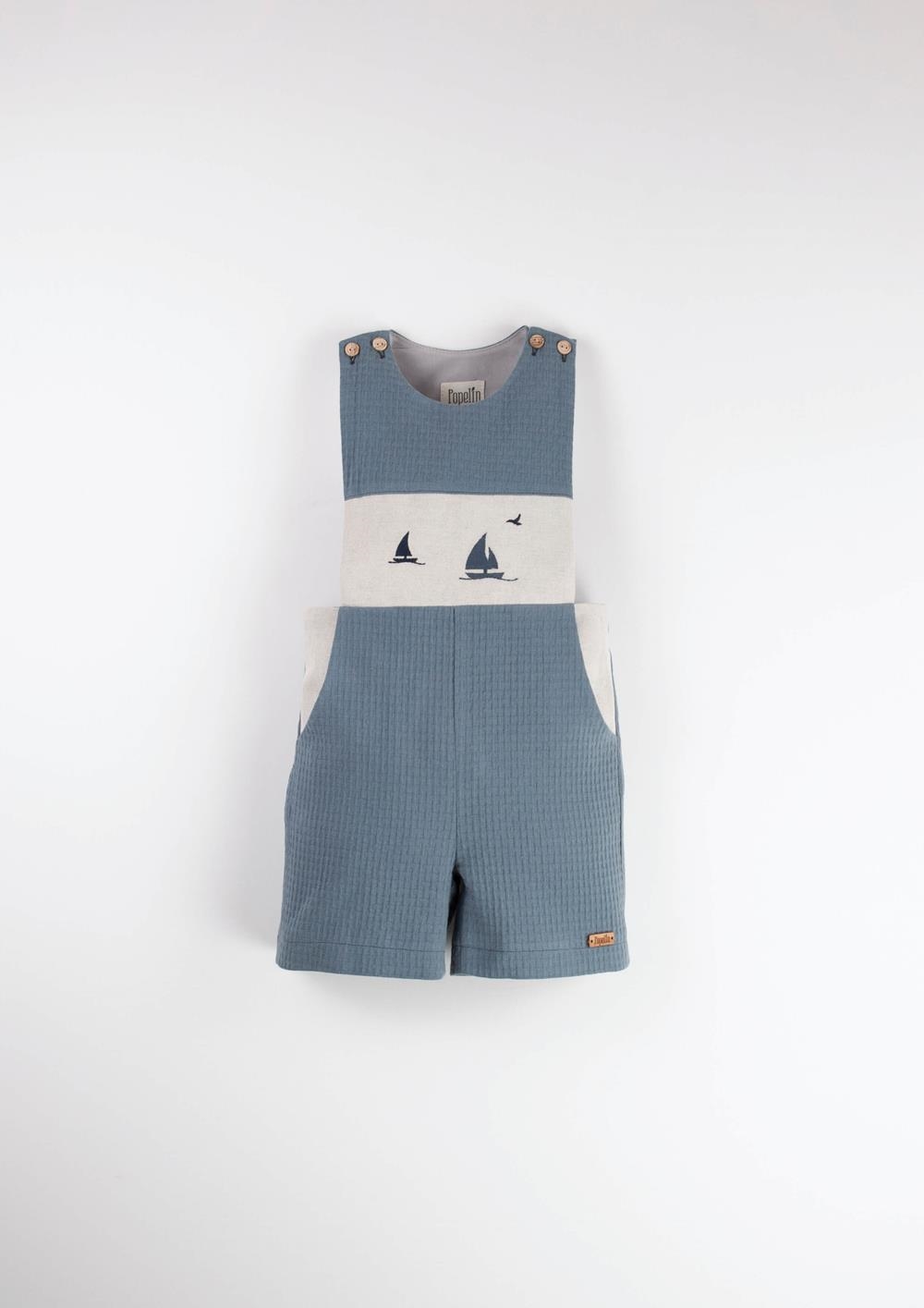Mod.13.2 Blue boat motif dungarees | SS24 Mod.13.2 Blue boat motif dungarees