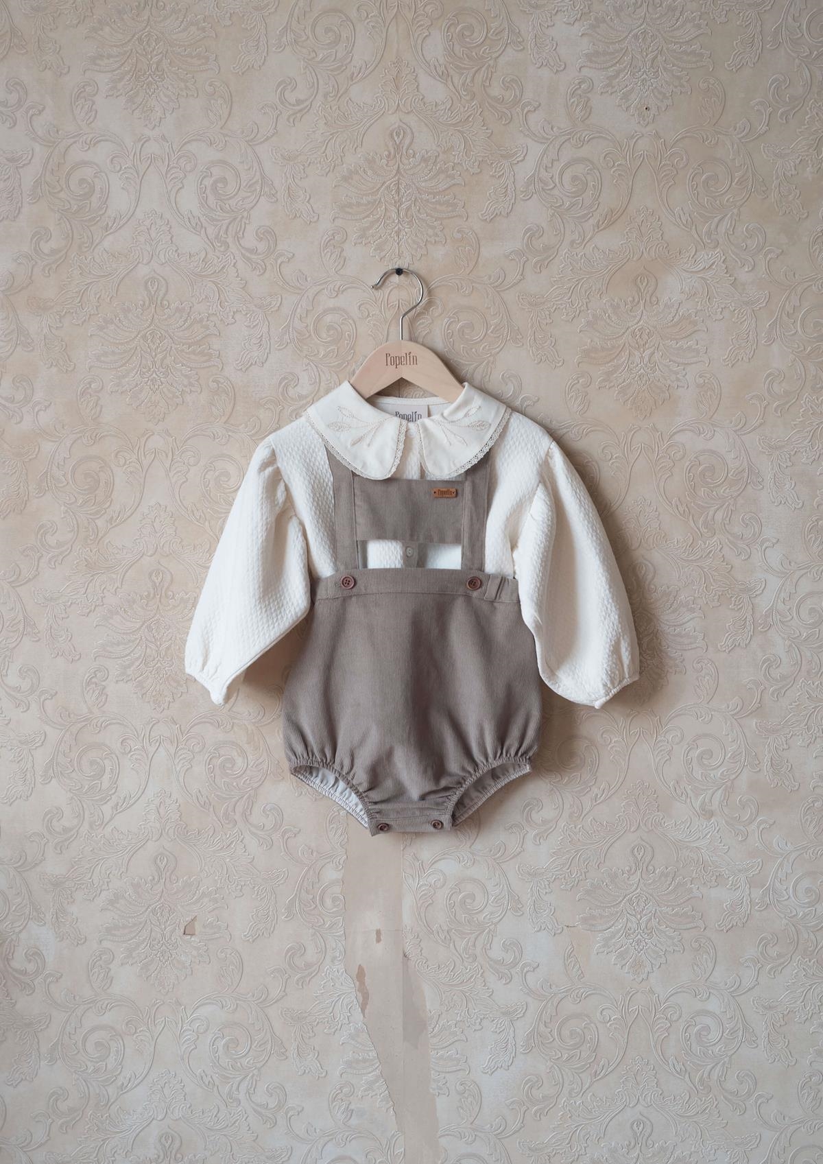 Mod.5.2 Taupe corduroy romper suit with bib | AW24.25 Mod