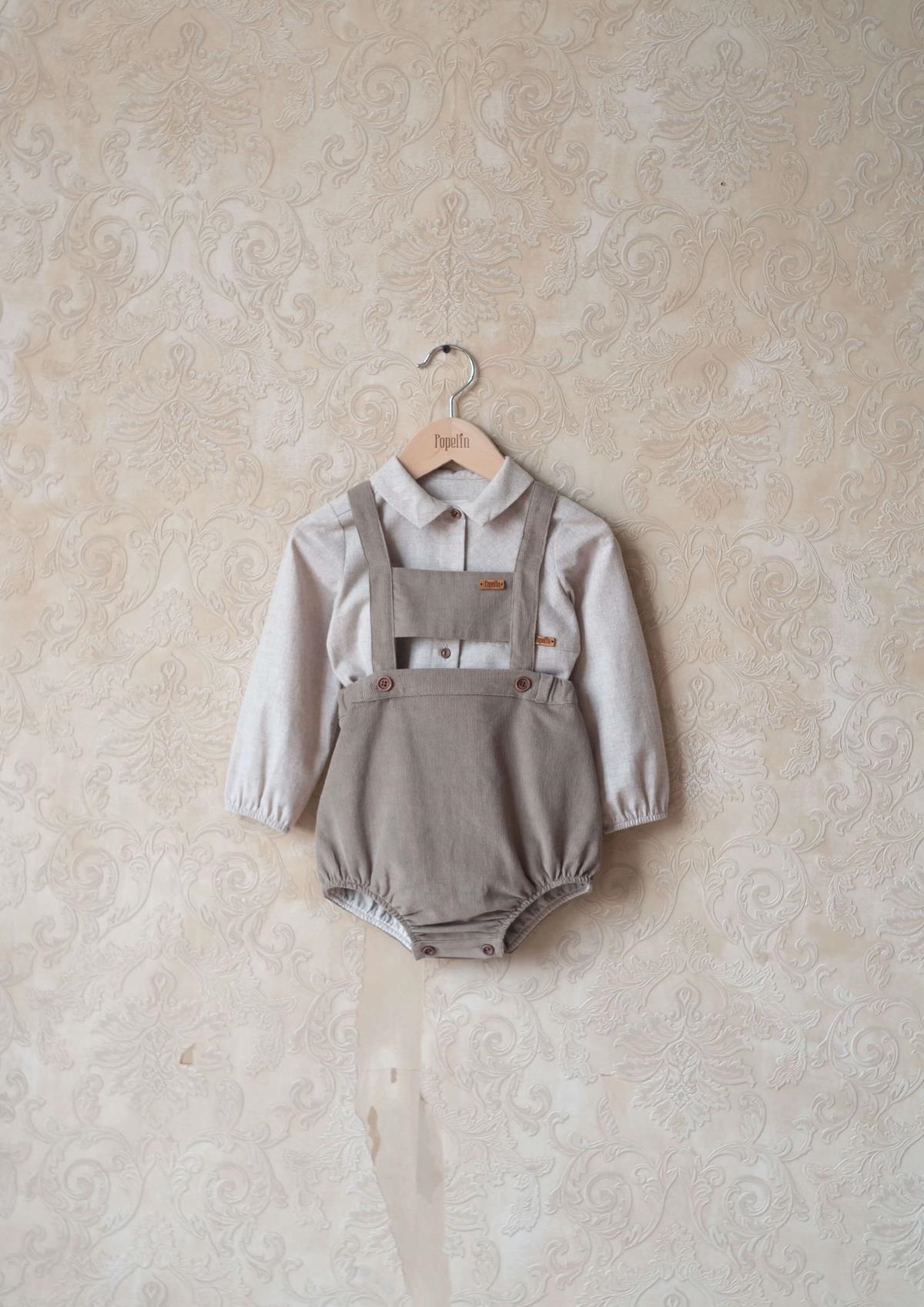 Mod.5.2 Taupe corduroy romper suit with bib | AW24.25 Mod