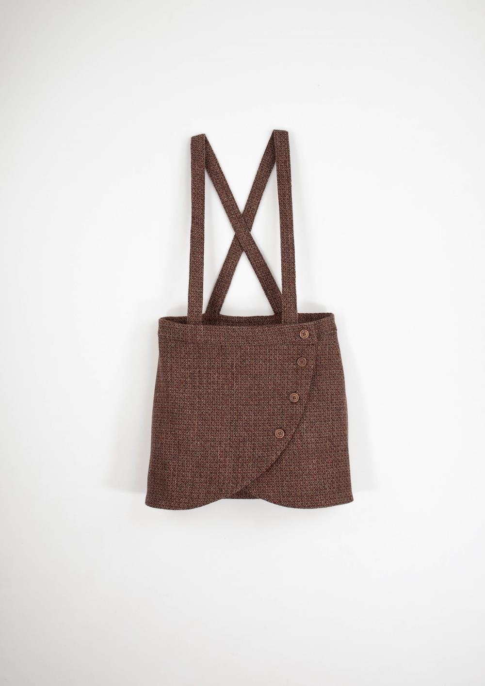 Mod.25.3 Burgundy woollen crossover short skirt with straps | AW24.25 Mod.25.3 Burgundy woollen crossover short skirt with straps