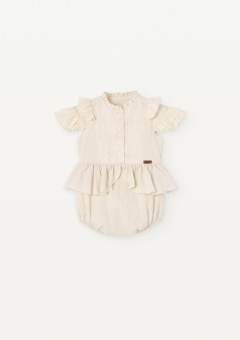 Mod.7.5 Brown plaid woollen short romper suit with pockets