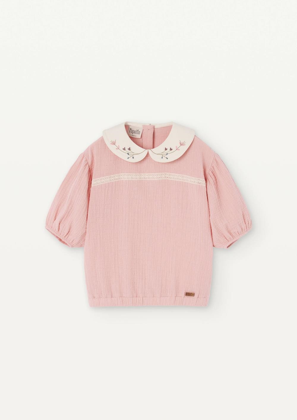 Mod 16.2 Pink blouse with embroidered neckline | SS25 Mod 16.2 Pink blouse with embroidered neckline