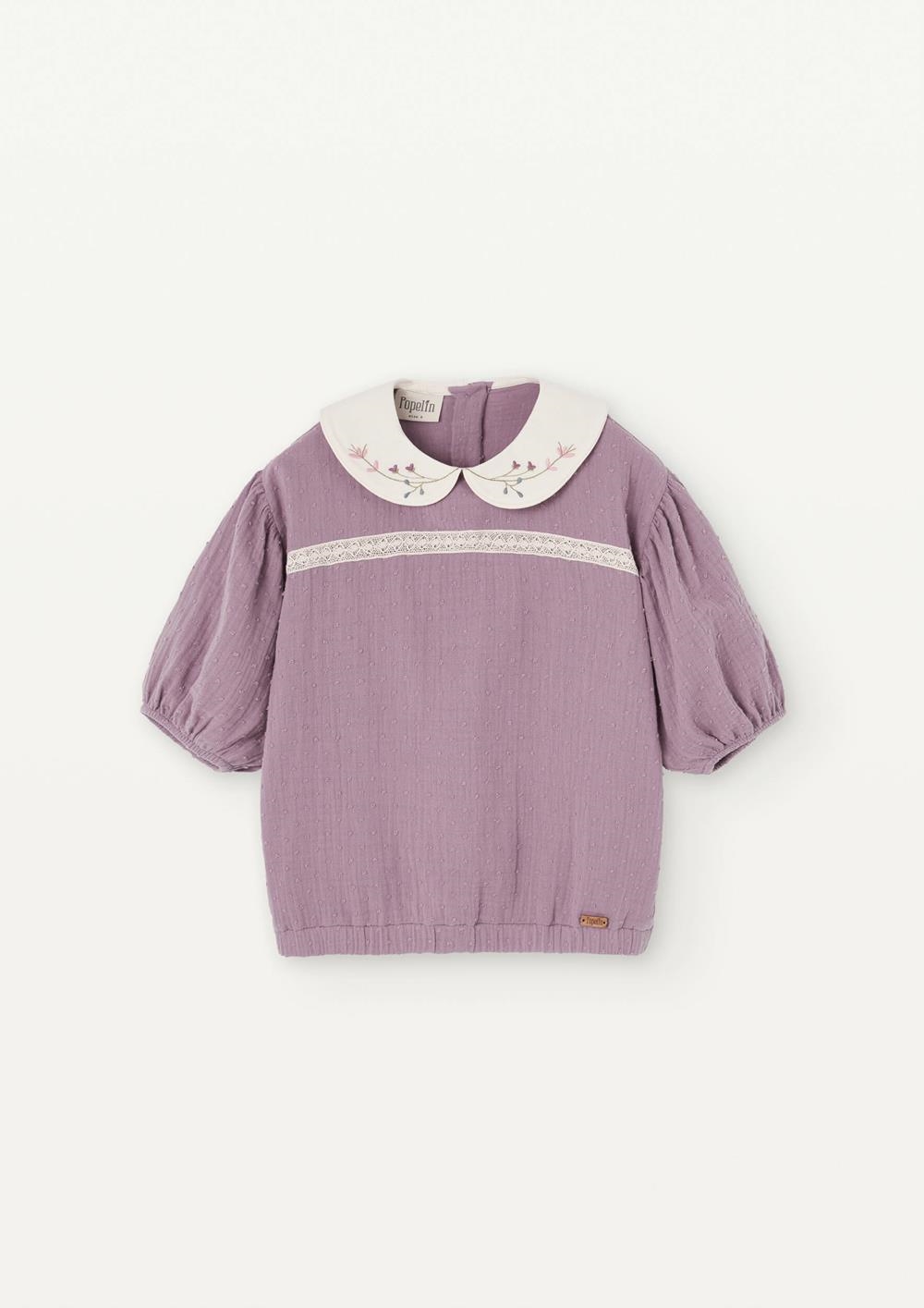 Mod 16.3 Mauve blouse with embroidered neckline | SS25 Mod 16.3 Mauve blouse with embroidered neckline