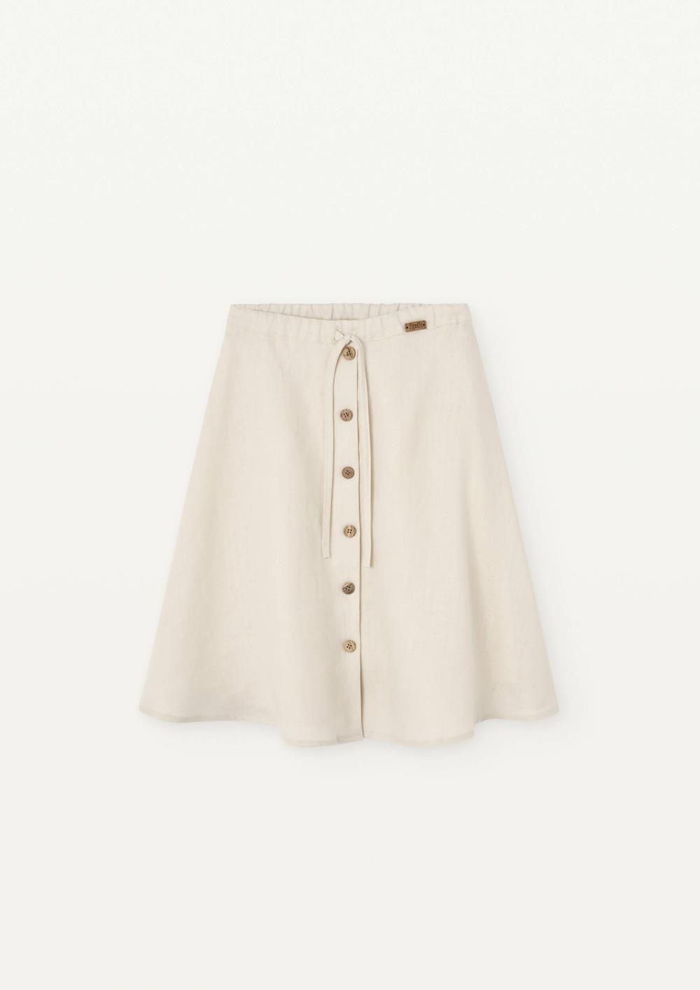 Mod 26.1 Off-white linen half cape midi-length skirt | SS25 Mod 26.1 Off-white linen half cape midi-length skirt