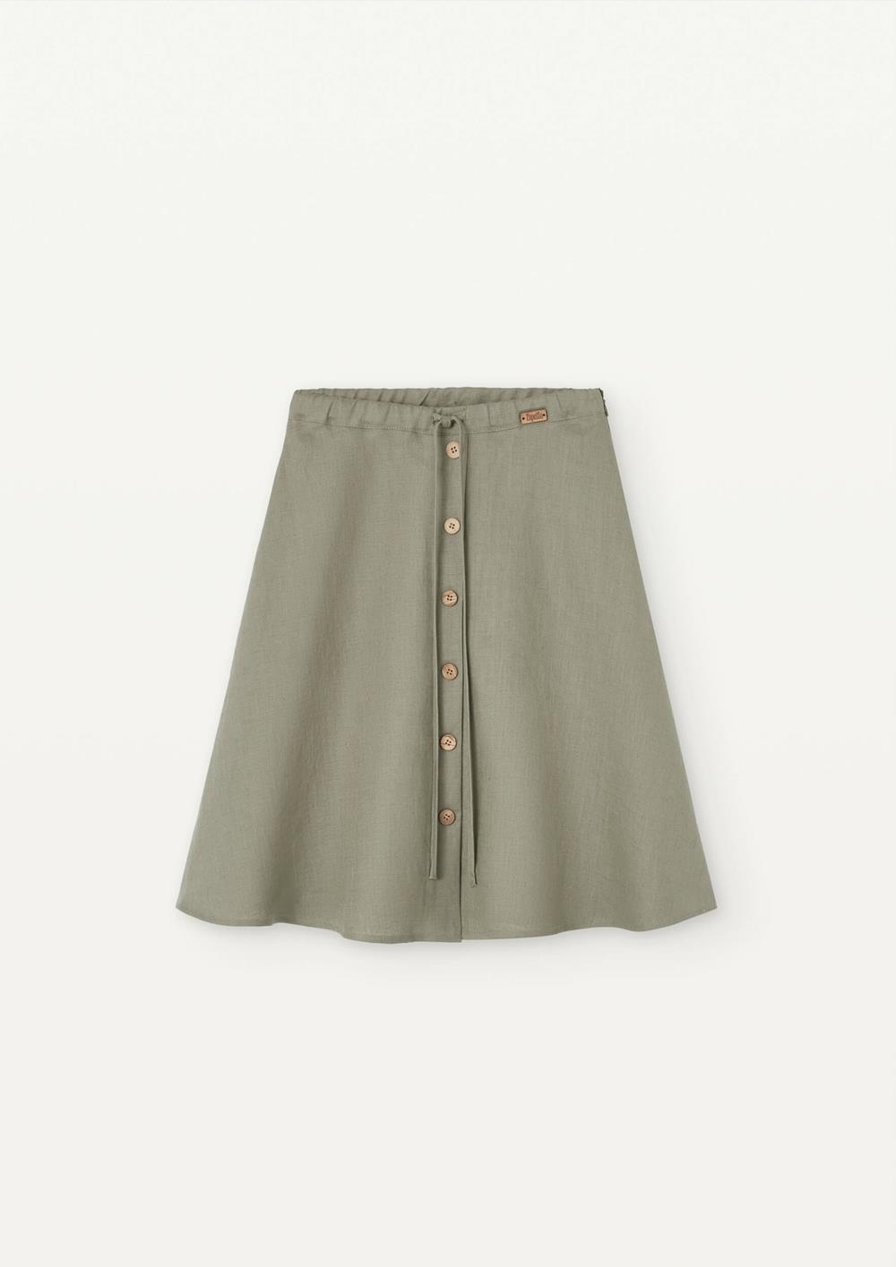 Mod 26.4 Green linen half cape midi-length skirt | SS25 Mod 26.4 Green linen half cape midi-length skirt