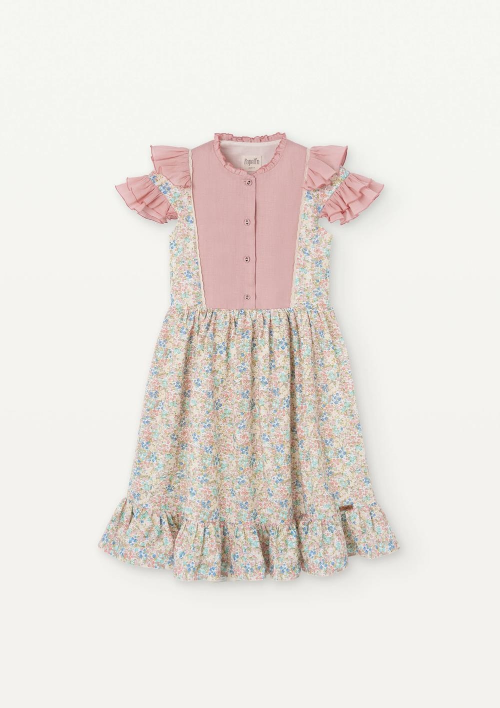 Mod 31.2 Multi-coloured floral contrasting dress with frills | SS25 Mod 31.2 Multi-coloured floral contrasting dress with frills