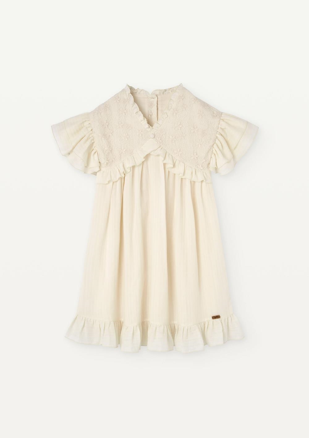 Mod 35.1 Off-white embroidered tulle dress with yoke | SS25 Mod 35.1 Off-white embroidered tulle dress with yoke