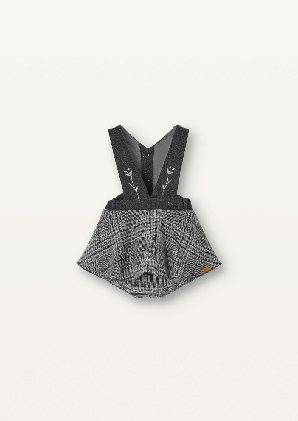 Mod.3.1 Grey plaid woollen romper suit with straps | AW2526 Mod.3.1 Grey plaid woollen romper suit with straps