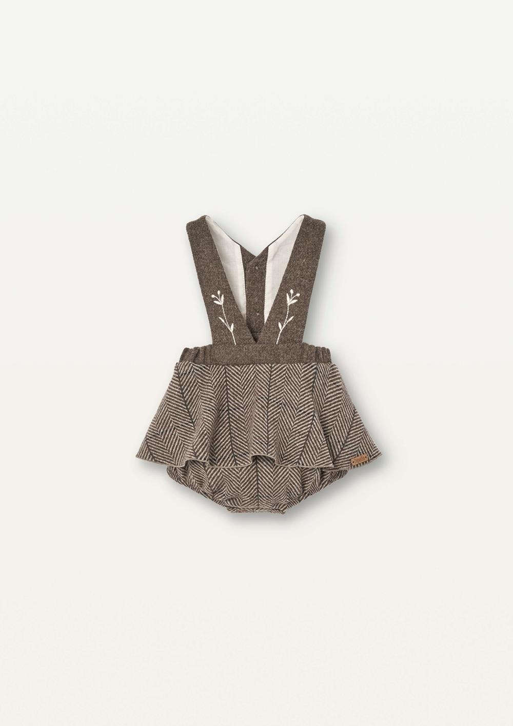 Mod.3.2 Brown herringbone woollen romper suit with straps | AW2526 Mod.3.2 Brown herringbone woollen romper suit with straps