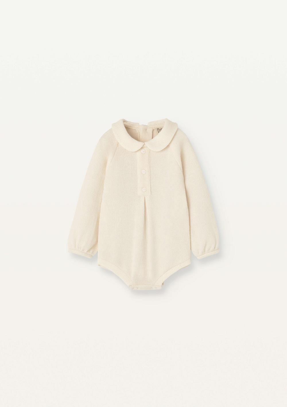 Mod.6.1 Off-white knitted romper suit with baby collar | AW2526 Mod.6.1 Off-white knitted romper suit with baby collar