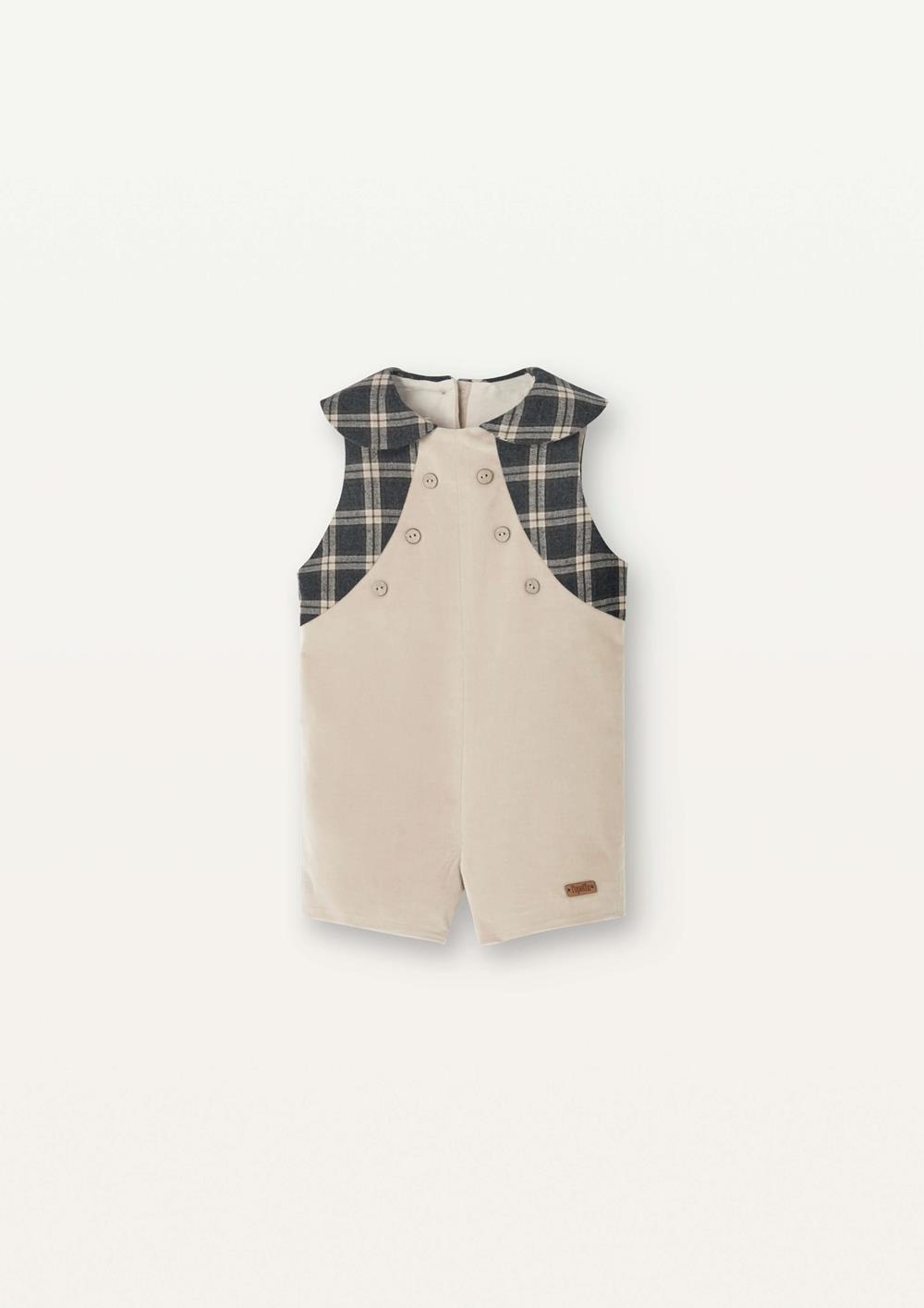 Mod.7.3 Beige velvet dungarees with baby collar | AW2526 Mod.7.3 Beige velvet dungarees with baby collar