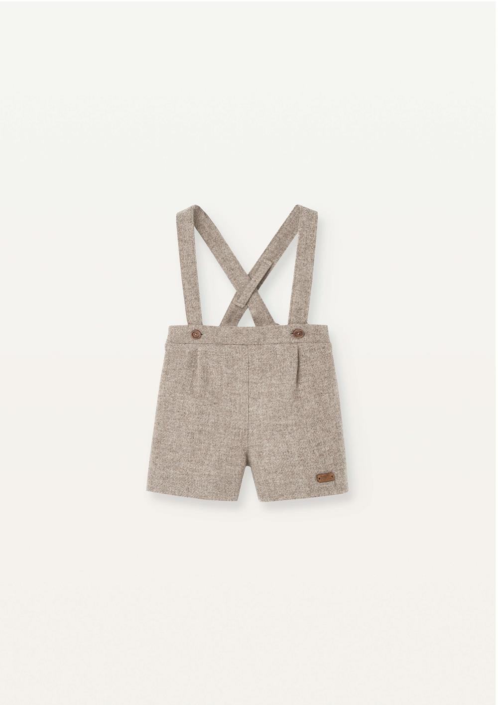 Mod.8.1 Stone woollen short with crossover straps | AW2526 Mod.8.1 Stone woollen short with crossover straps