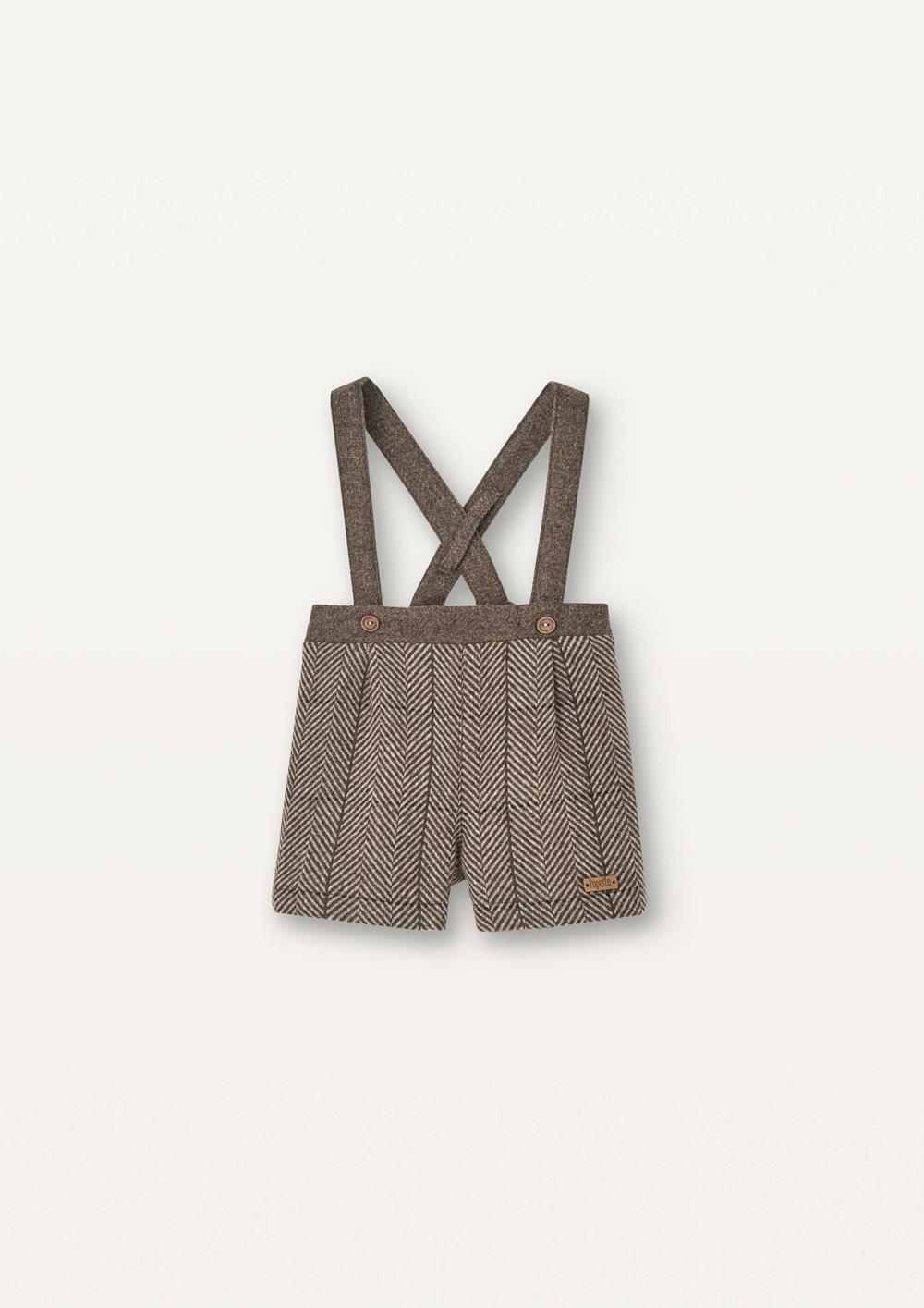 Mod.8.2 Brown herringbone woollen short with crossover straps | AW2526 Mod.8.2 Brown herringbone woollen short with crossover straps