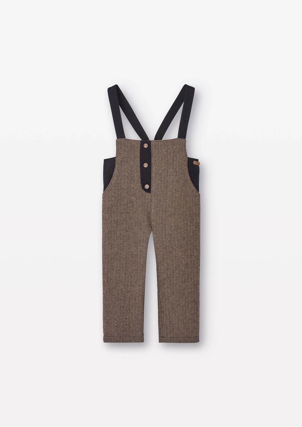 Mod.10.1 Brown micro-herringbone contrasting dungarees | AW2526 Mod.10.1 Brown micro-herringbone contrasting dungarees