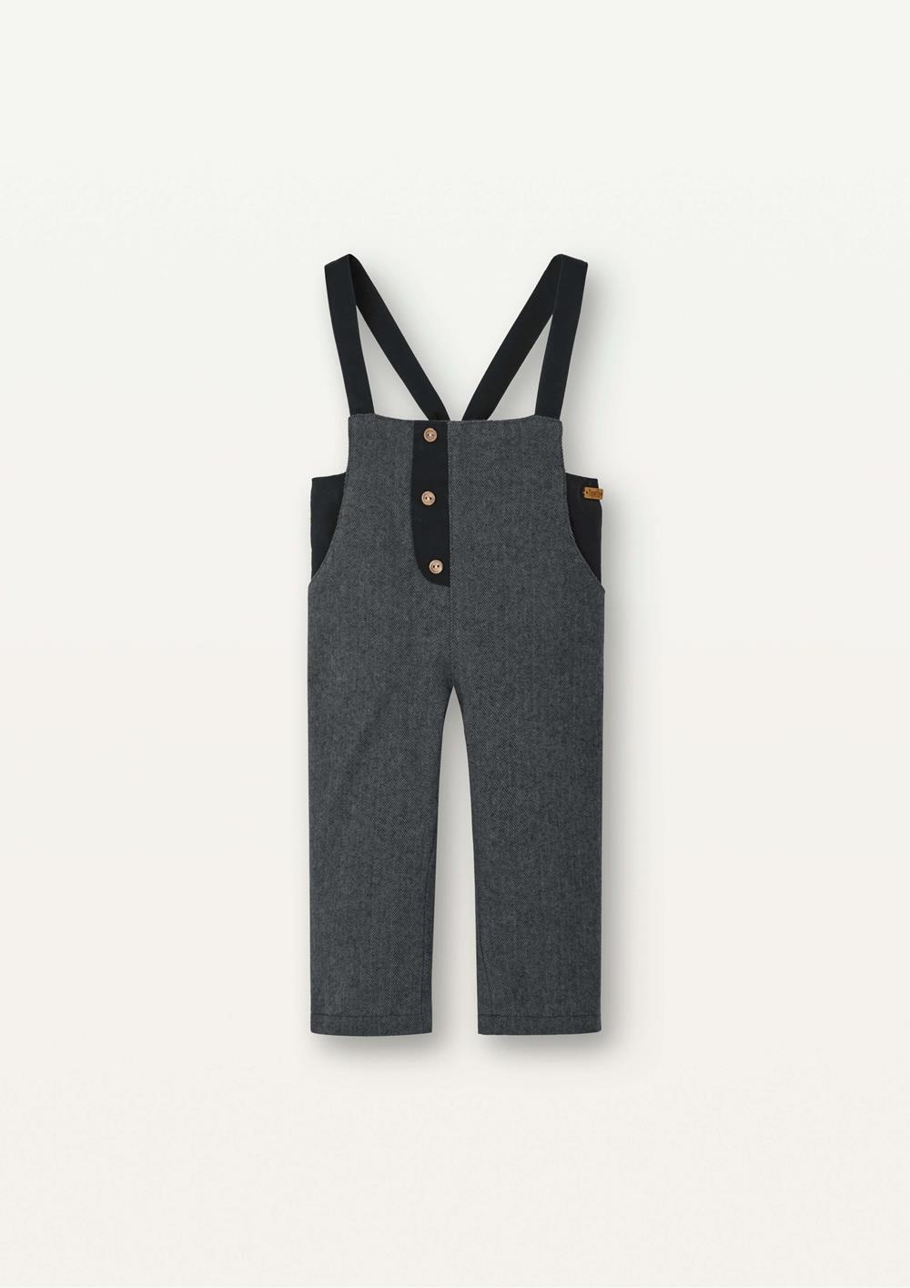 Mod.10.2 Grey micro-herringbone contrasting dungarees | AW2526 Mod.10.2 Grey micro-herringbone contrasting dungarees