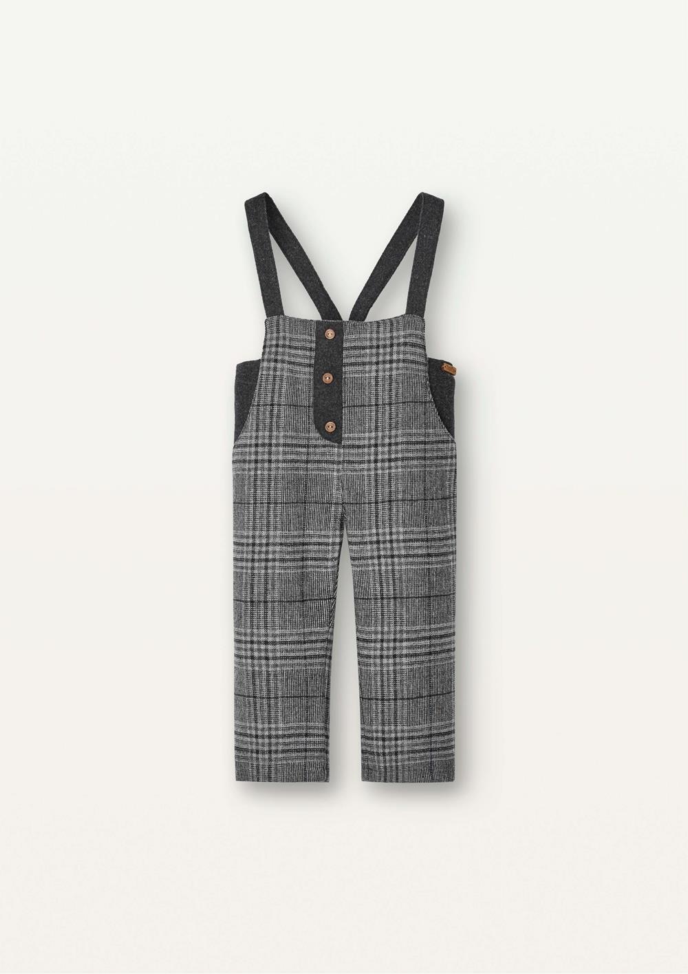 Mod.10.3 Grey plaid woollen contrasting dungarees | AW2526 Mod.10.3 Grey plaid woollen contrasting dungarees