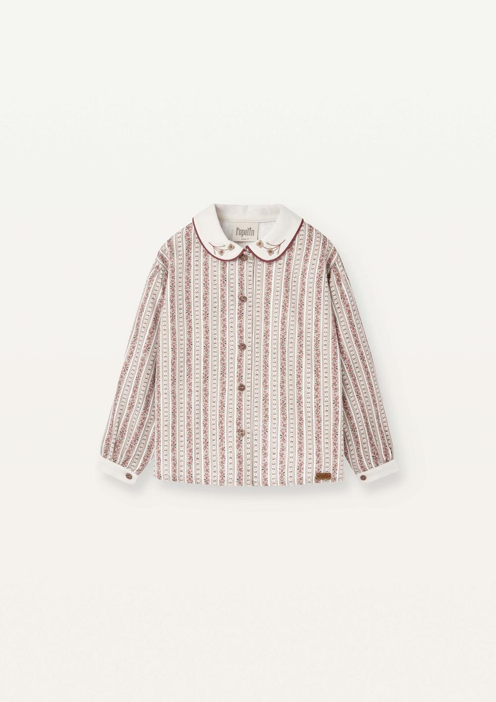 Mod.26.3 Burgundy flower print shirt with baby collar and puffed sleeves | AW2526 Mod.26.3 Burgundy flower print shirt with baby collar and puffed sleeves