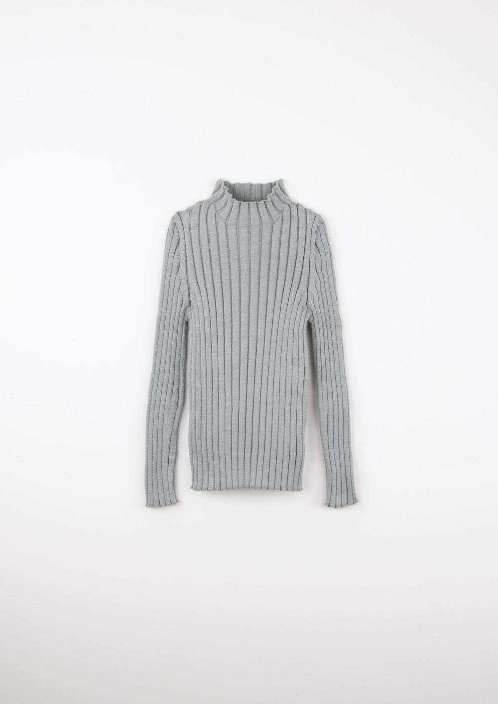 Mod.25.3 Grey melange funnel collar ribbed jersey | AW2526 Mod.25.3 Grey melange funnel collar ribbed jersey
