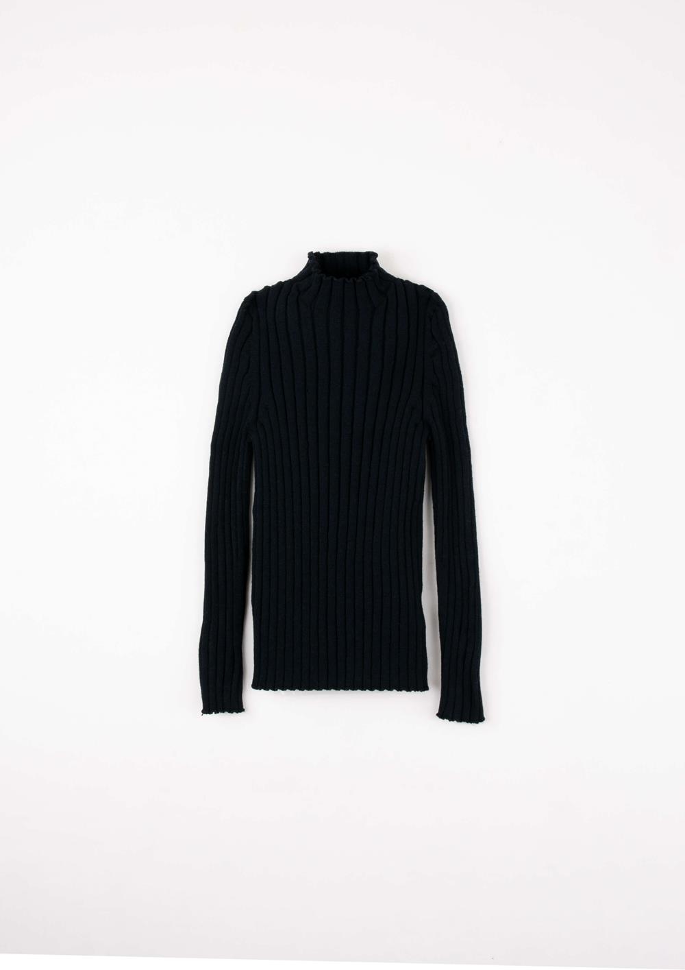 Mod.25.4 Black funnel collar ribbed jersey | AW2526 Mod.25.4 Black funnel collar ribbed jersey